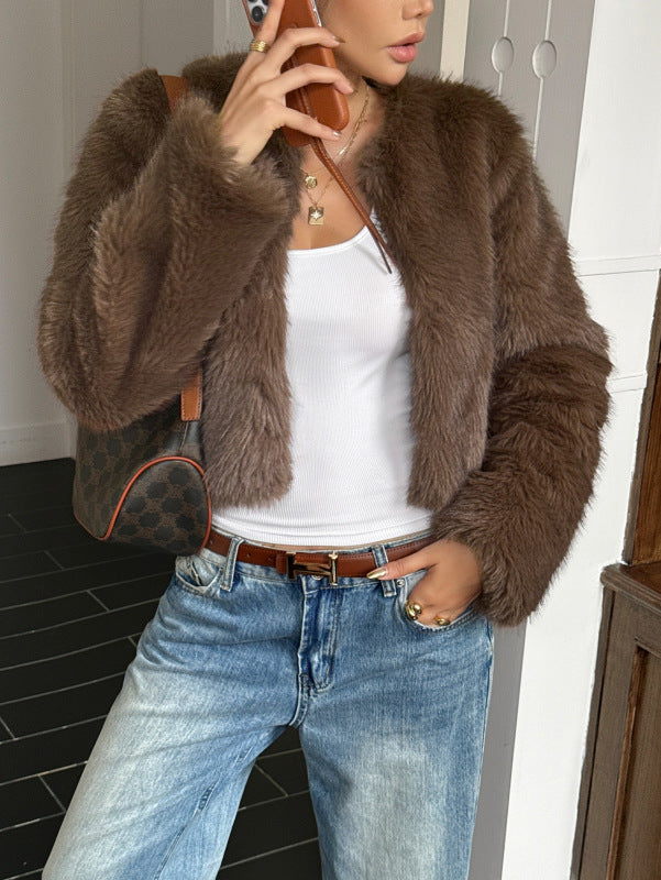 Casual Solid Color Sweater Coat