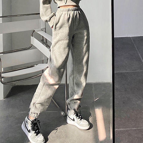 Hoodie Bunched Sweatpants Two-piece Set