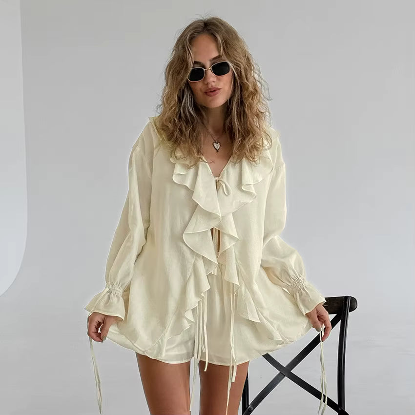 Two-piece Ruffled Loose Set