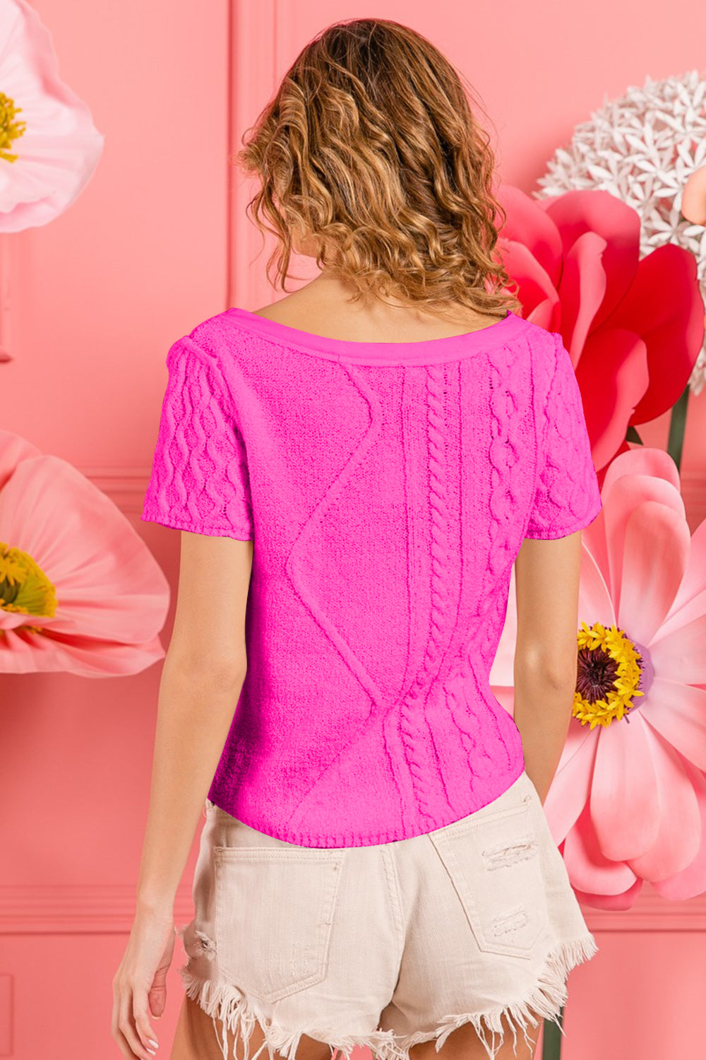 BiBi Cable Knit Sweater | Short Sleeve Sweater | The Puchii Shop