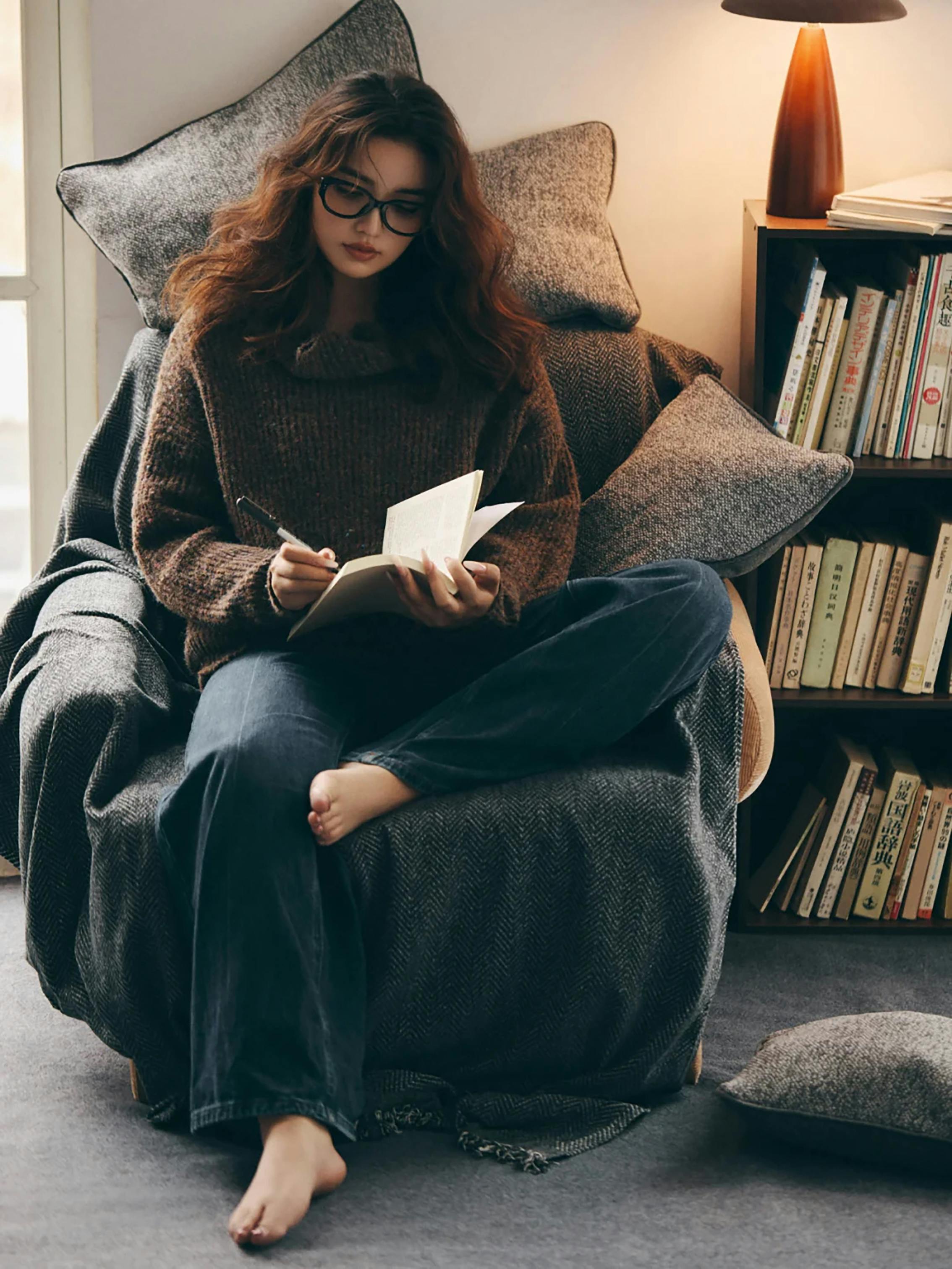 pretty girl writing in a journal