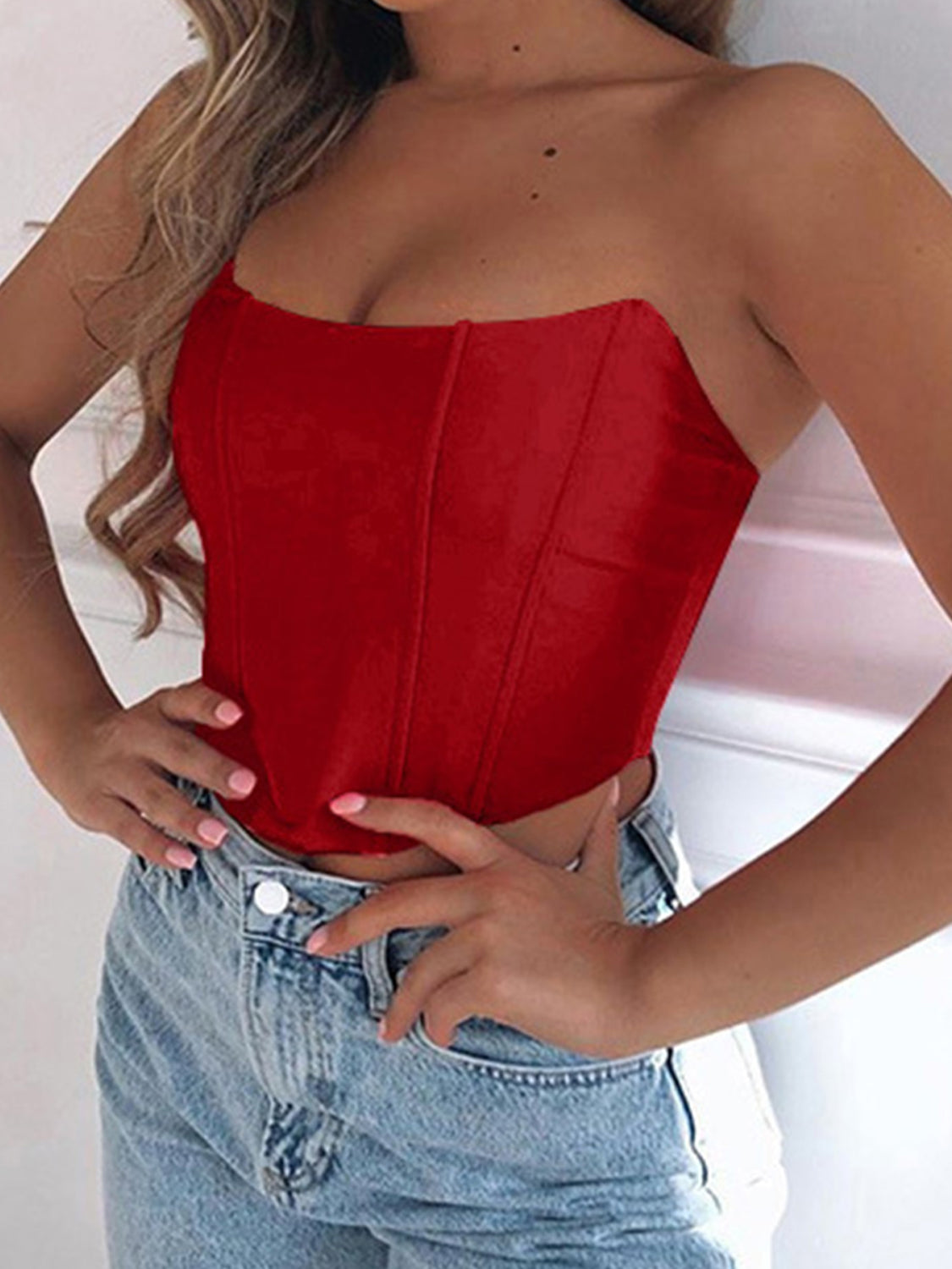 BELLA Tube Cropped Top from trendsi featuring a fitted design and lightweight fabric, displayed on a neutral background.