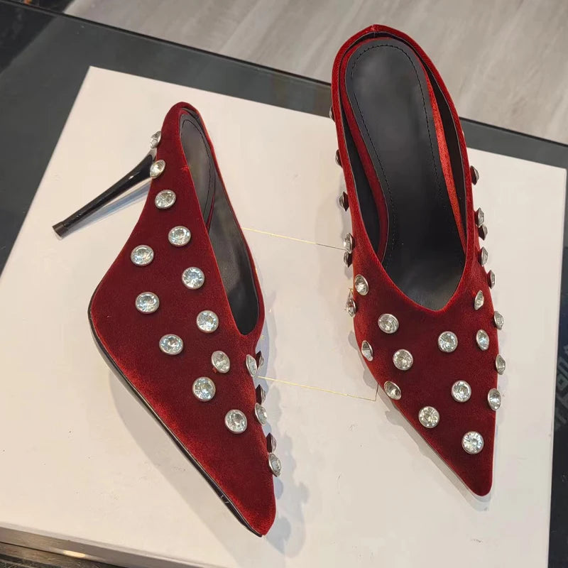 Suede Half Head Slipper Heel