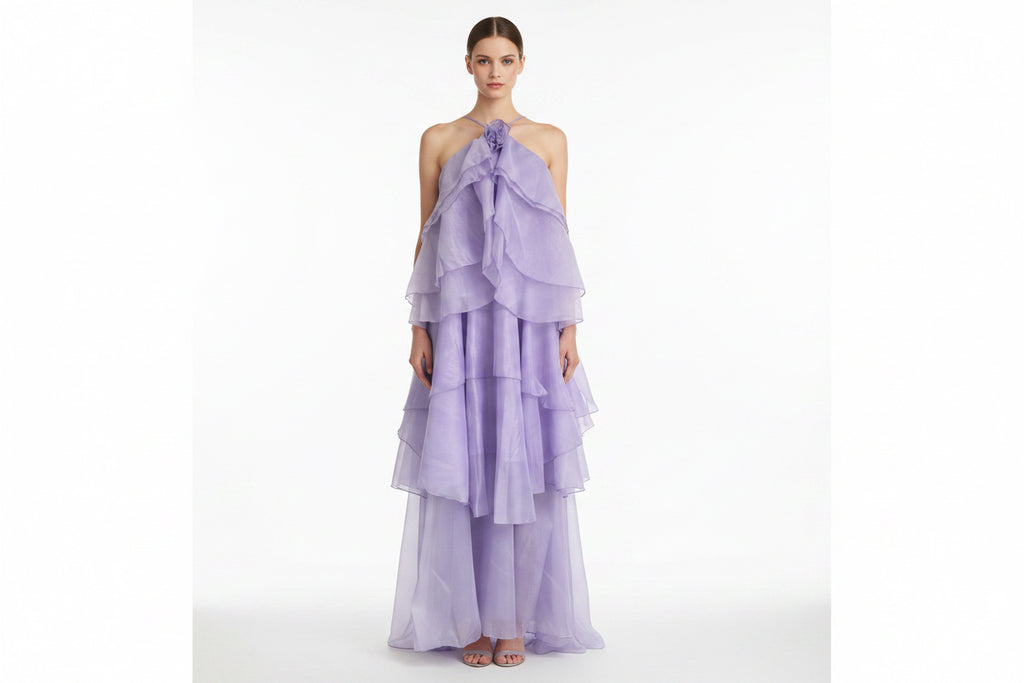 Halterneck 3D floral Dress