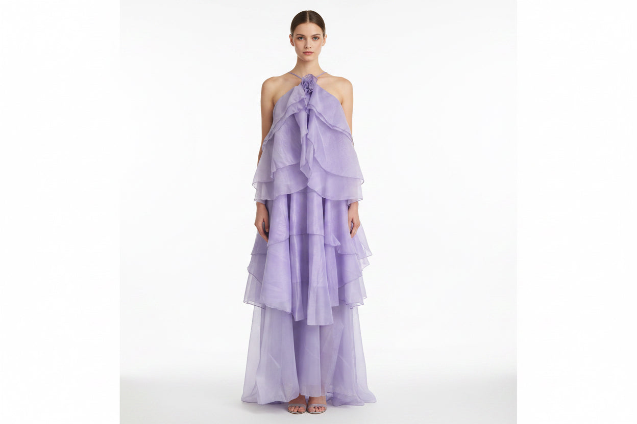 Halterneck 3D floral Dress