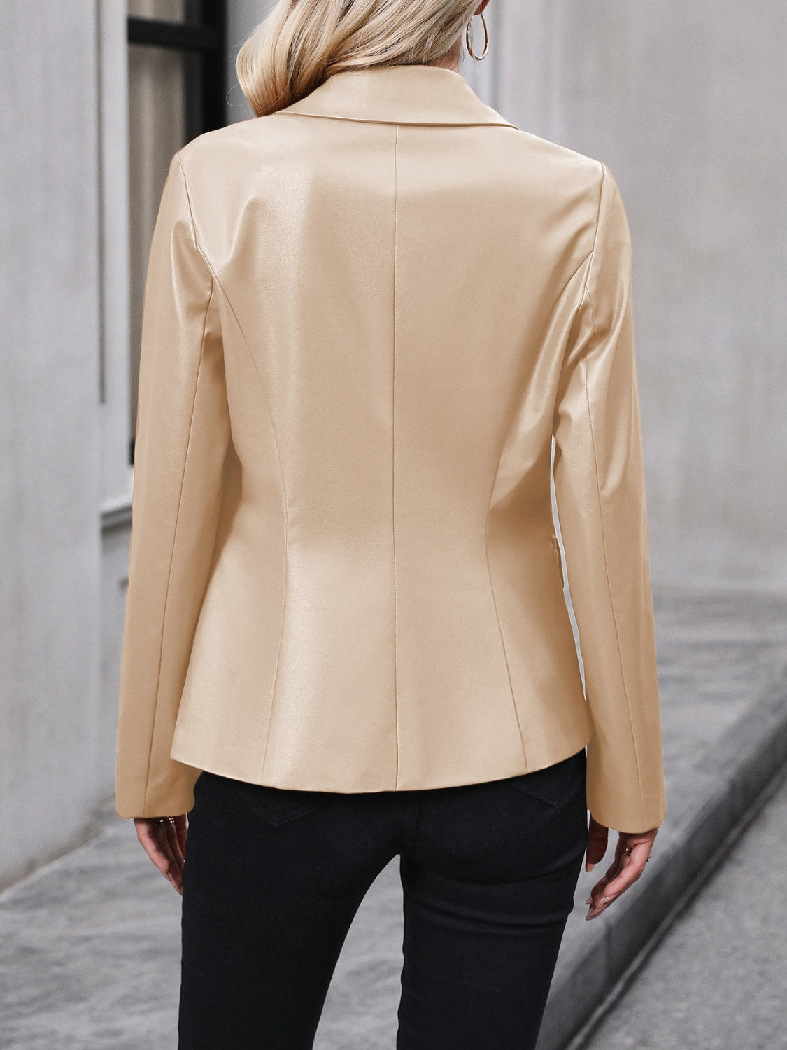 BELLA Ivy Lane button-up blazer with a collared neck, tailored fit, and classic design, shown in a stylish fashion image.