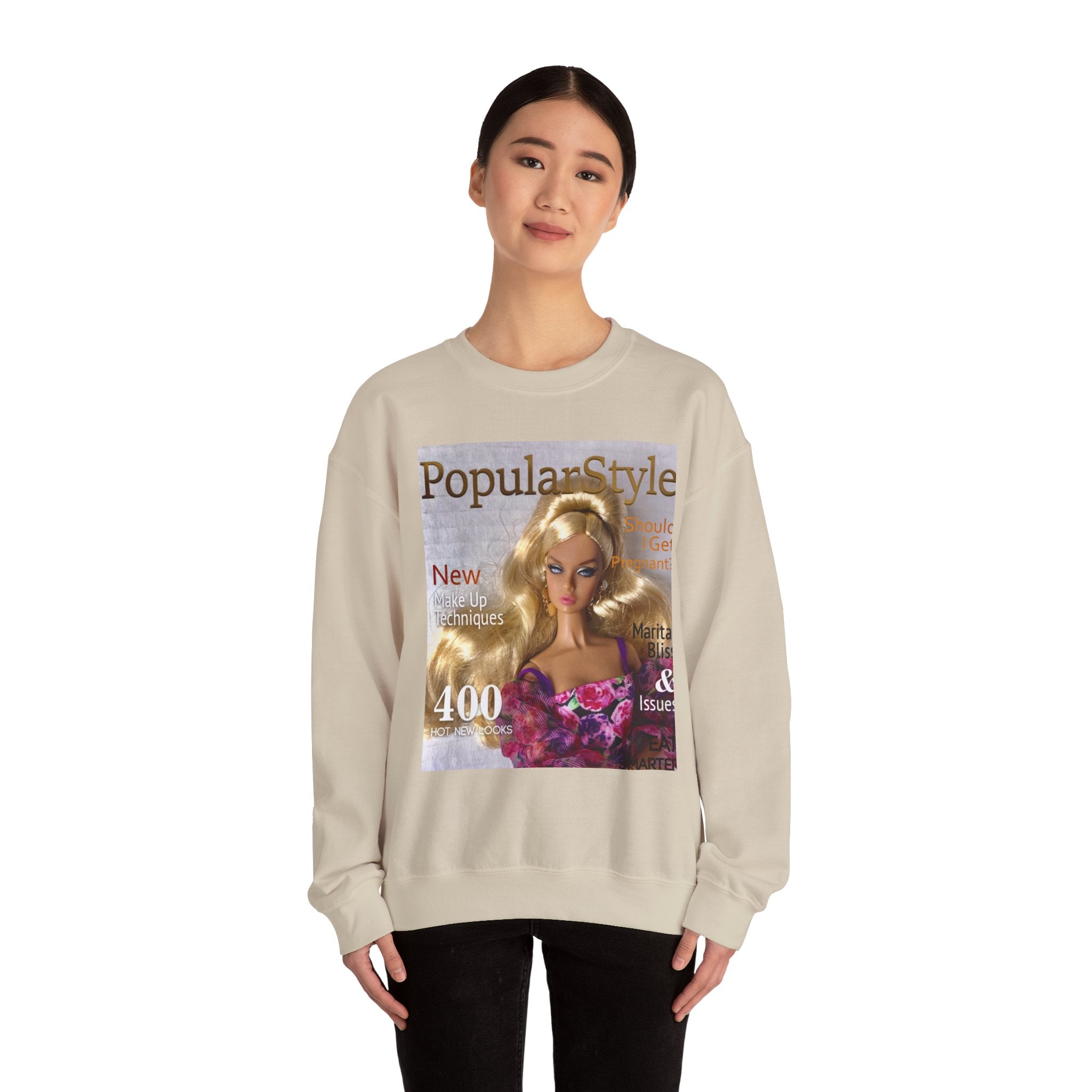 Printify fashion graphic crewneck sweatshirt featuring vibrant printed design on soft, comfortable cotton fabric.