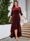 Plus size BELLA ruffle hem high-low dress with flowing fabric and stylish design, perfect for elegant or casual occasions.