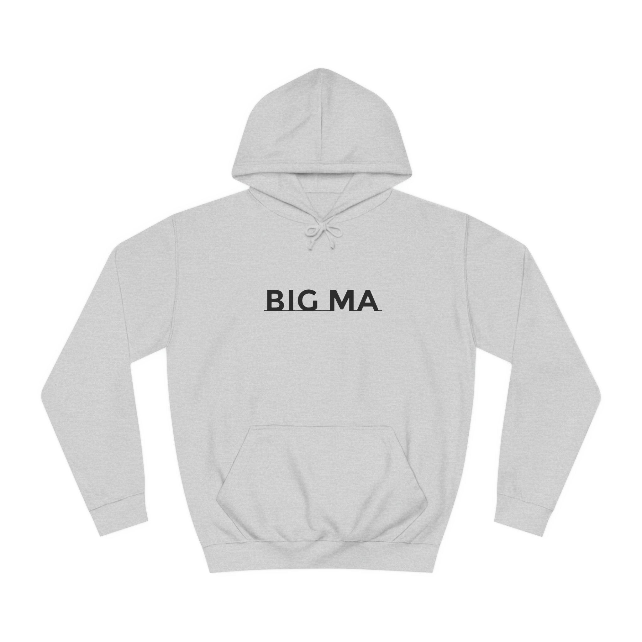 BELLA Signature College Hoodie, navy blue hoodie with logo print, front pockets, and drawstring hood, casual and comfortable apparel.