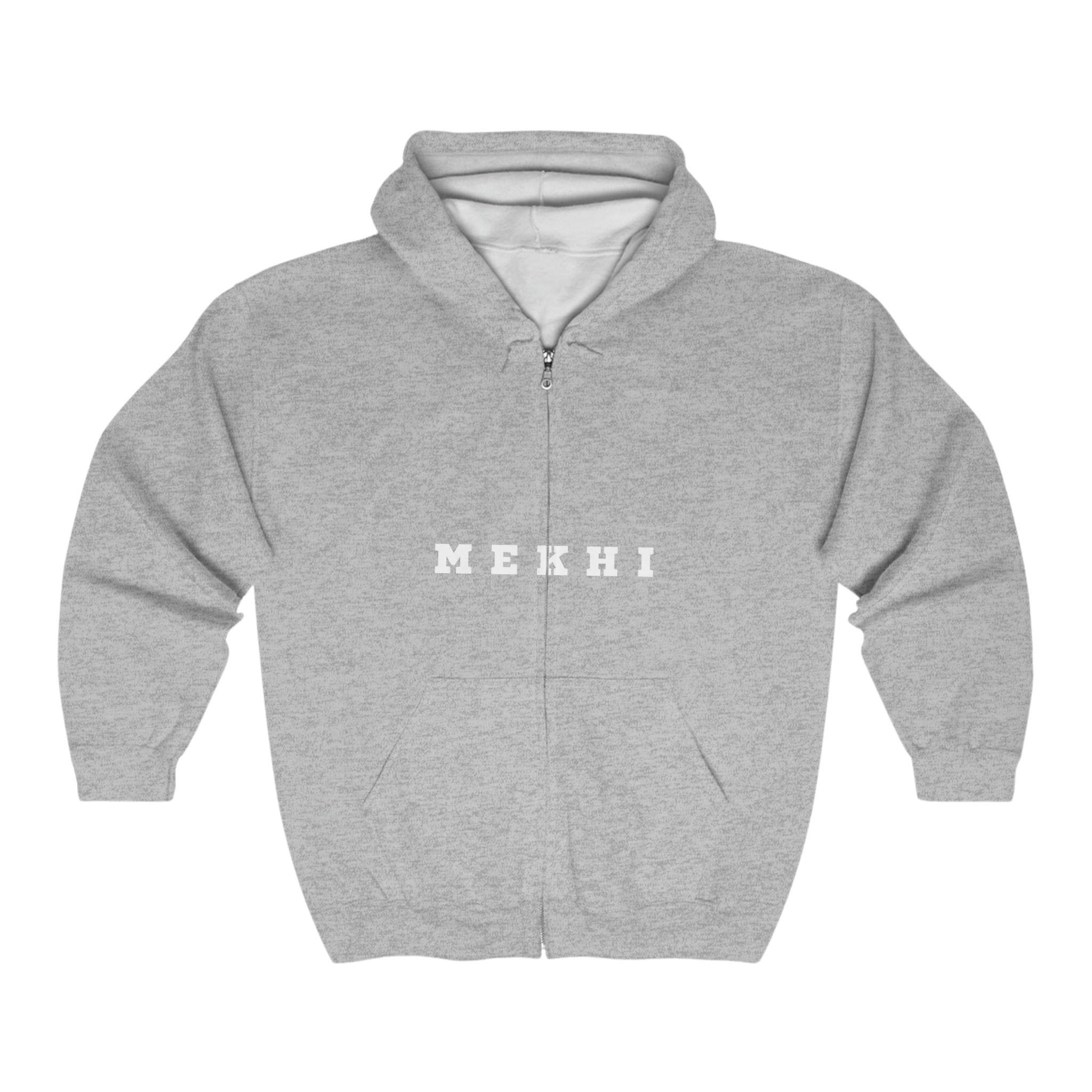 BELLA signature full zip hooded sweatshirt with front pockets and adjustable drawstrings, made of soft, comfortable fabric.