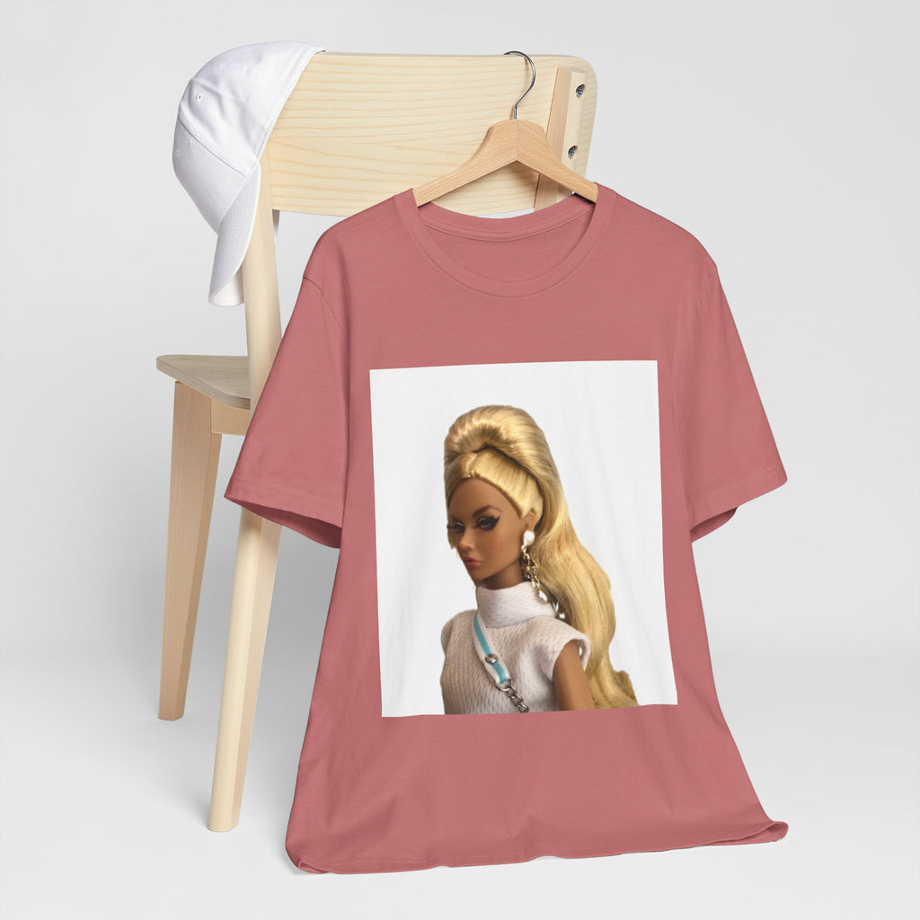 BELLA Pretty Doll World short sleeve tee with colorful print on soft fabric, featuring playful doll illustrations.