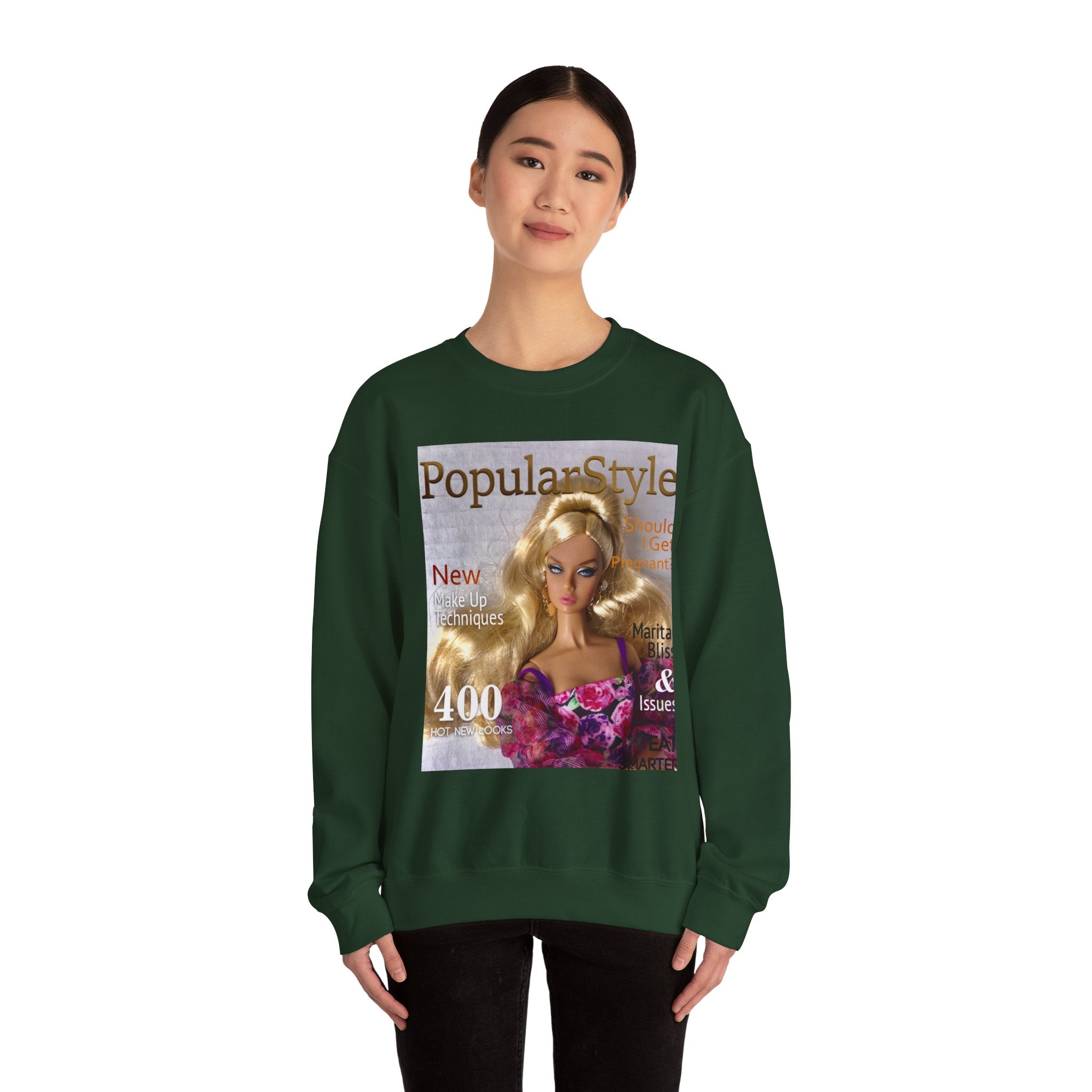Printify fashion graphic crewneck sweatshirt featuring a stylish printed design, made from soft, comfortable fabric.