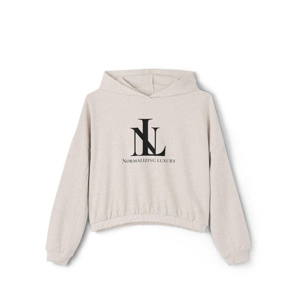 Luxury cinched bottom hoodie by Printify featuring a relaxed fit, soft fabric, and stylish design in neutral tones.