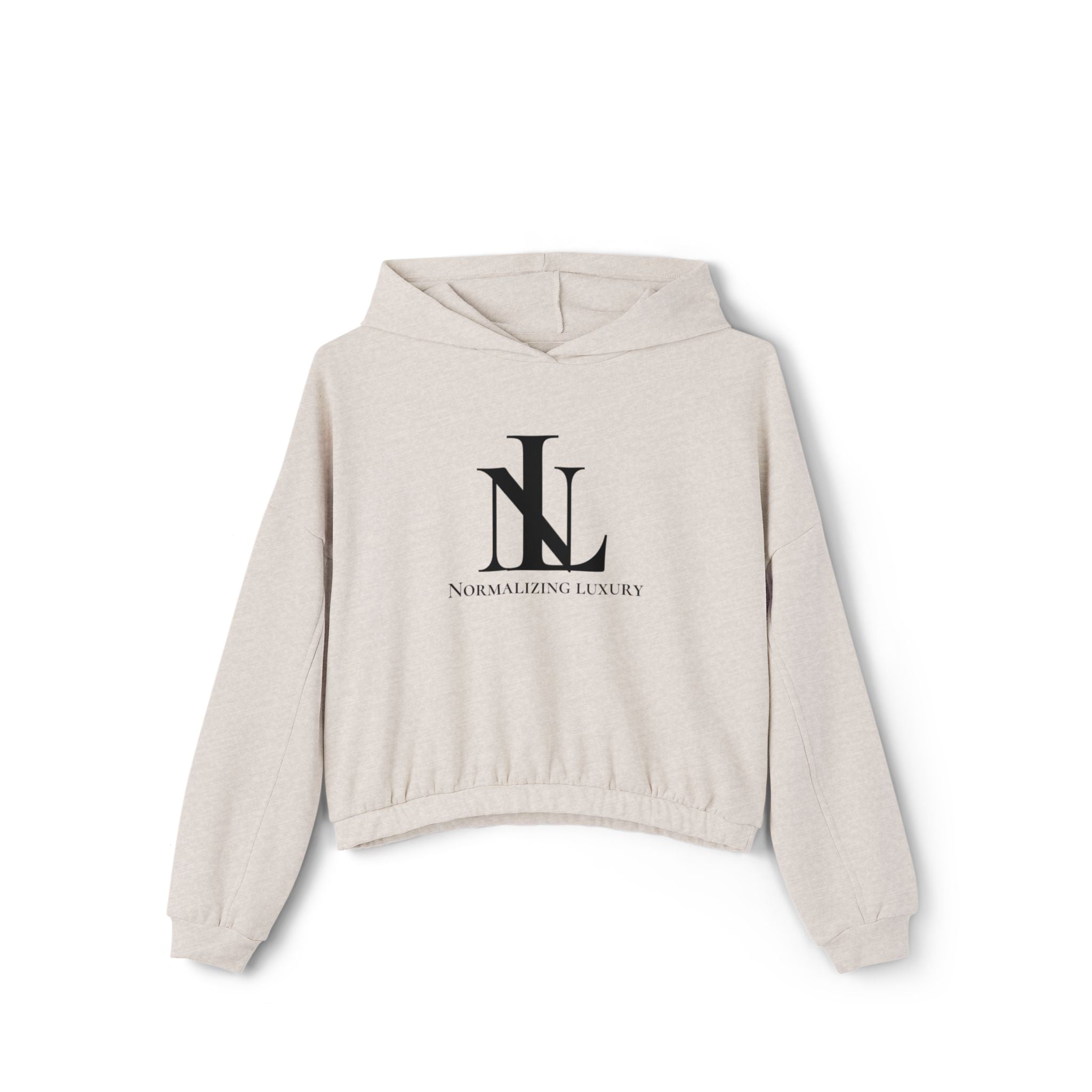 Luxury cinched bottom hoodie by Printify featuring a relaxed fit, soft fabric, and stylish design in neutral tones.