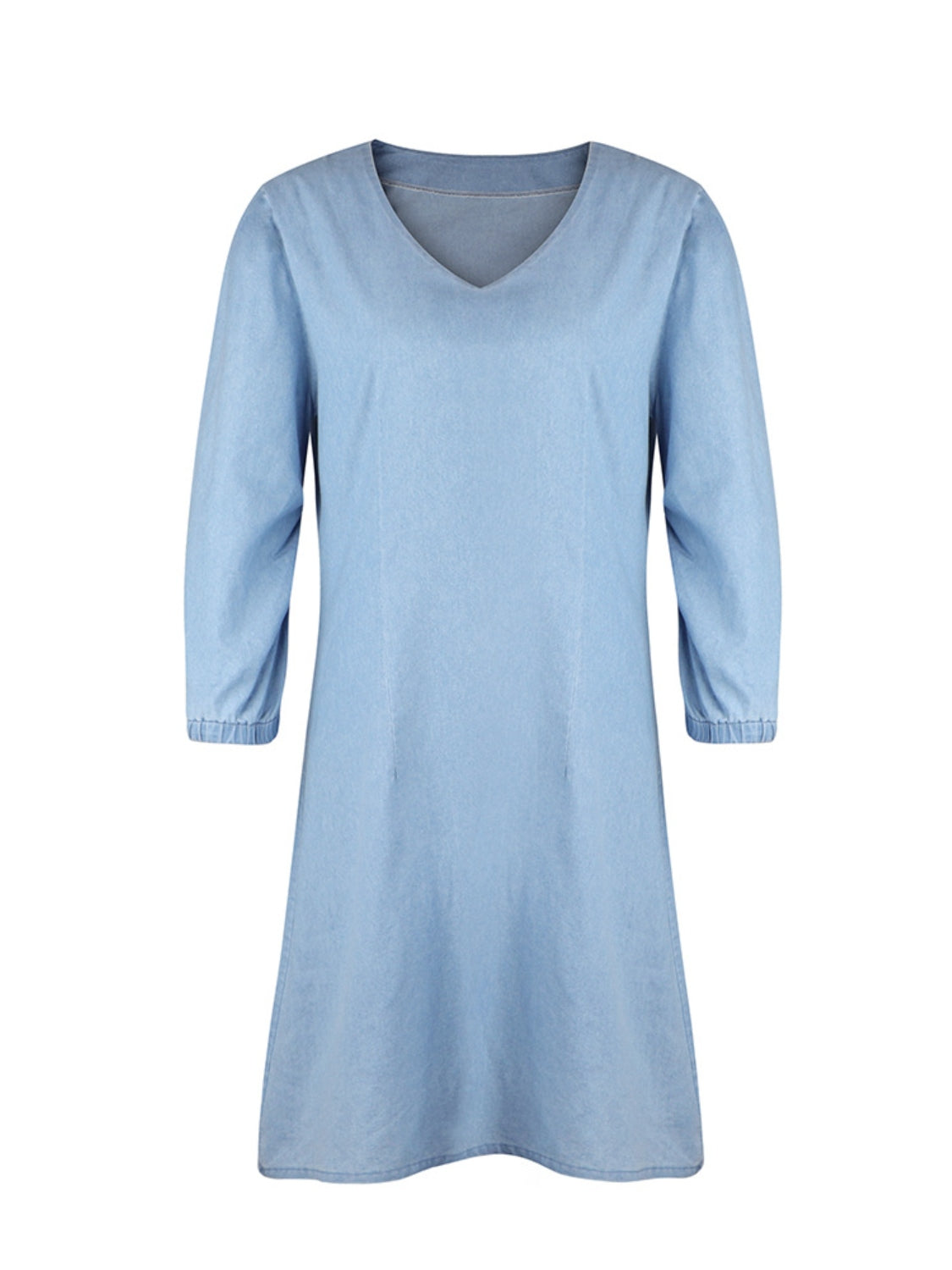 BELLA full size v-neck half sleeve dress with a flowing fabric, stylish and comfortable for casual or semi-formal wear.