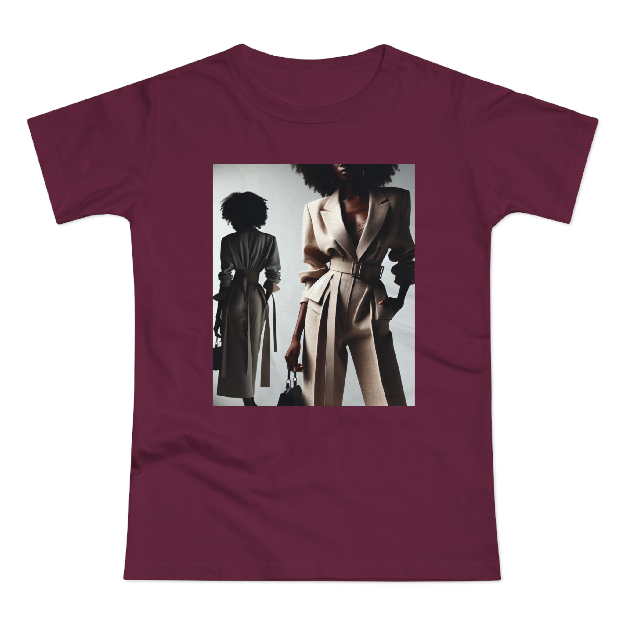 Printify Pretty Doll World Boss T-shirt by BELLA featuring graphic print and casual fit, displayed on a plain background.