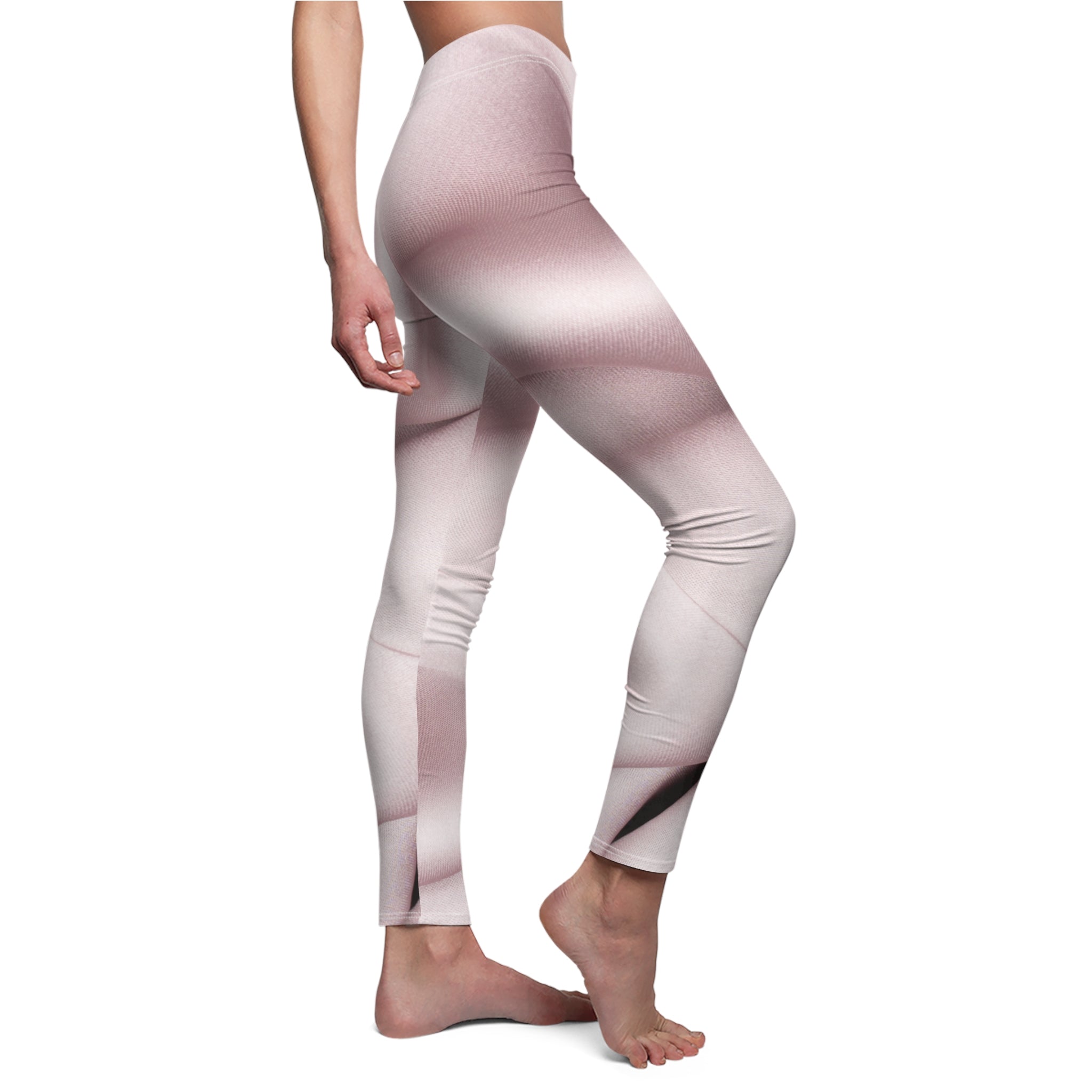 Pale pink abstract print leggings by BELLA, featuring a colorful artistic pattern on soft, stretchy fabric.