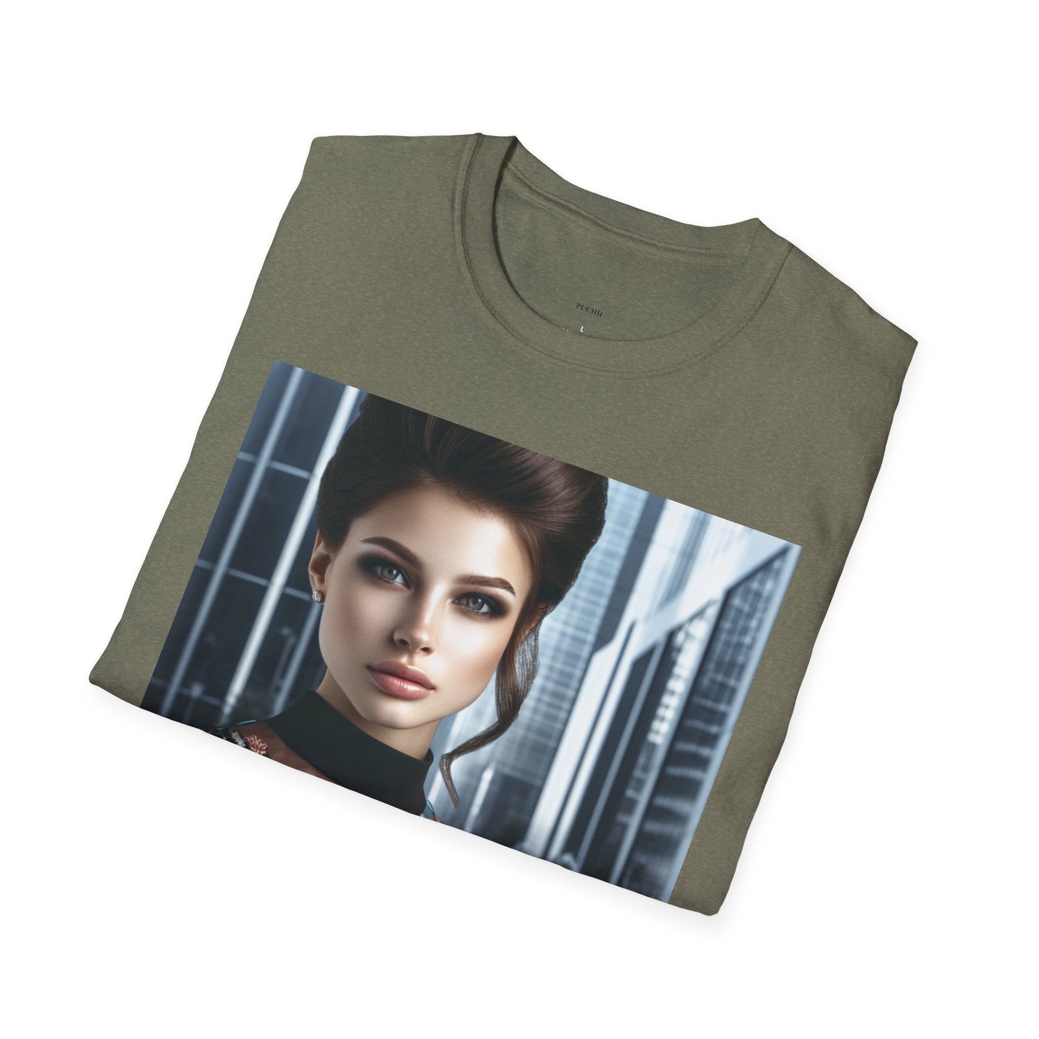 Softstyle T-Shirt by Printify featuring a comfortable fit and classic design, shown in a neutral color with a smooth fabric texture.