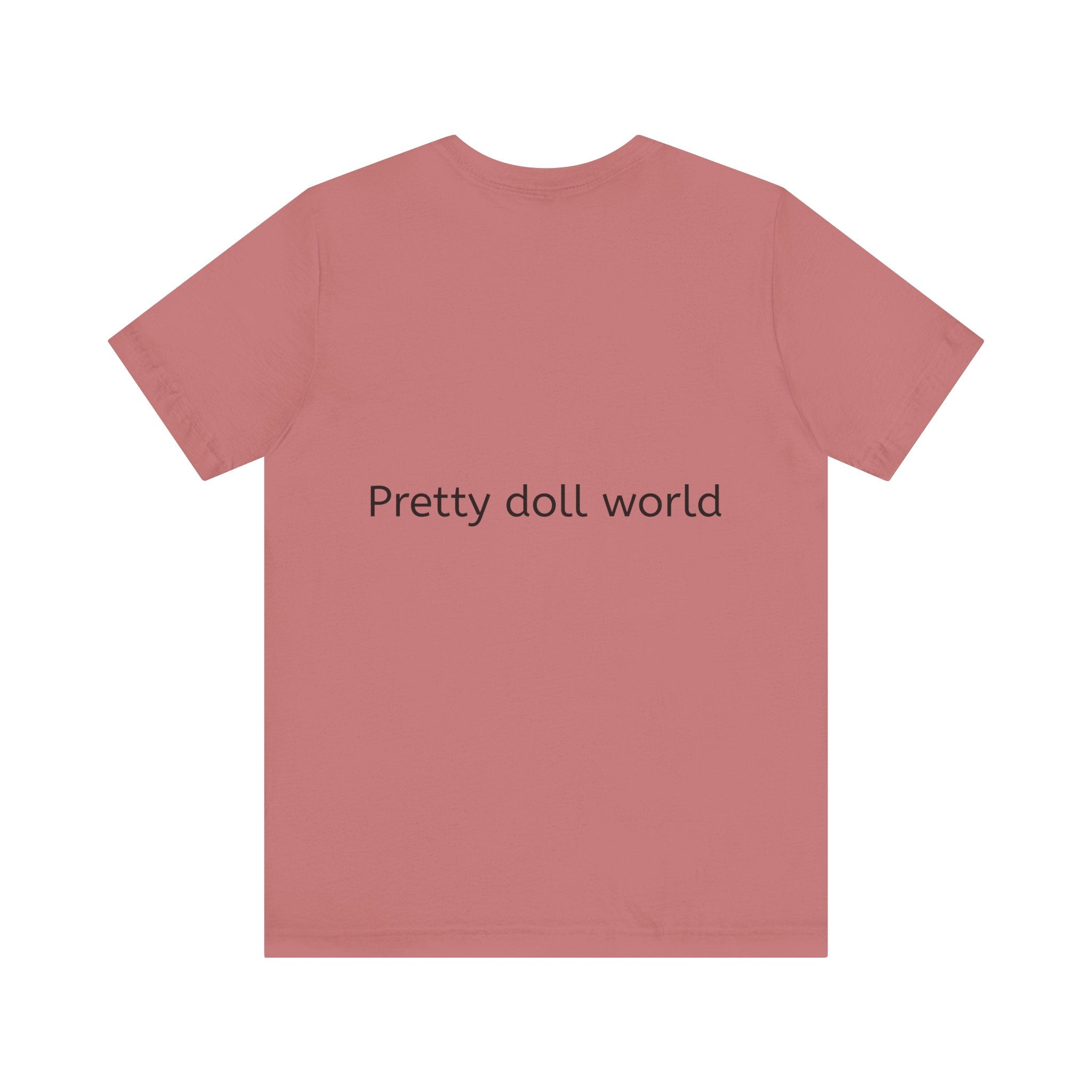 BELLA Pretty Doll World short sleeve printify tee with colorful printed design, casual fit, and soft fabric for comfortable wear.