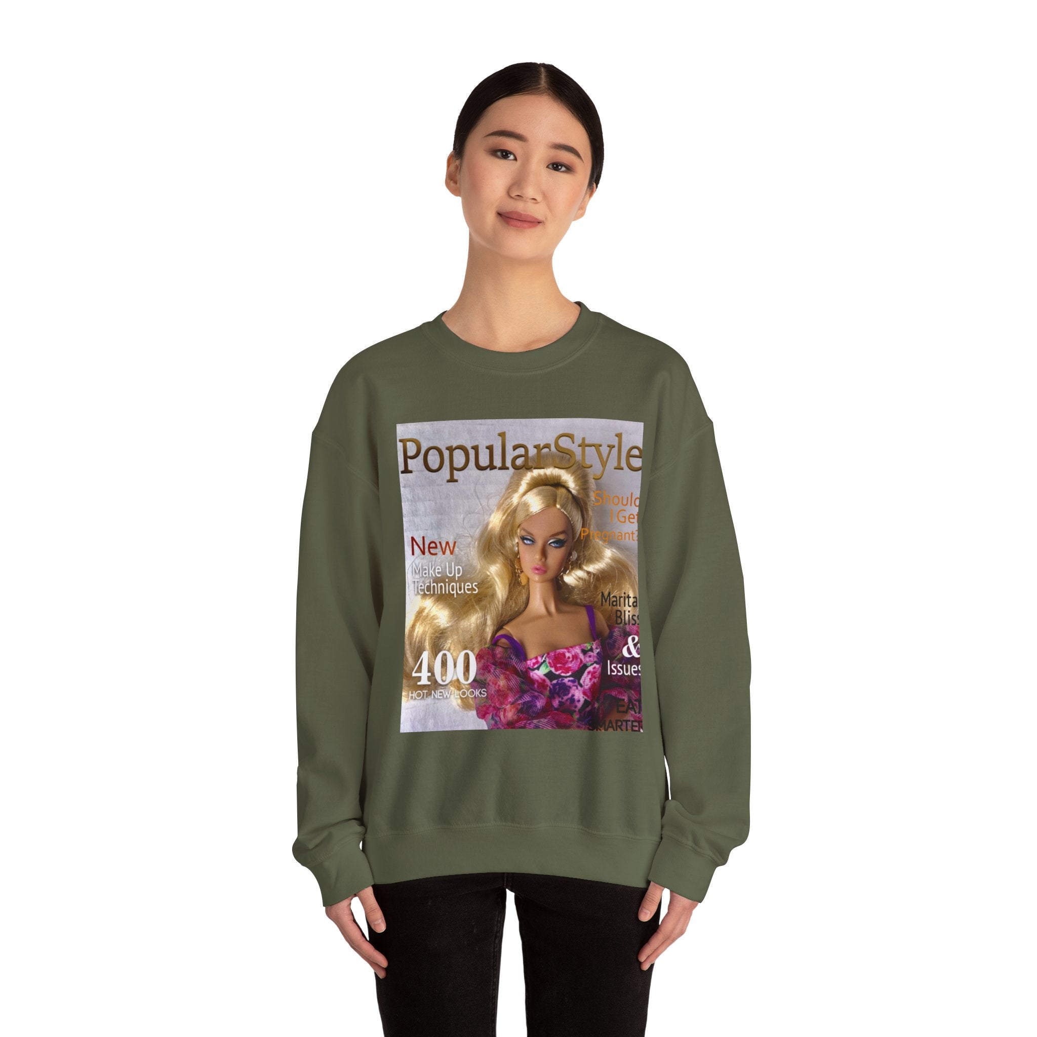 Printify fashion graphic crewneck sweatshirt with a colorful design, casual fit, and soft fabric for comfortable style.