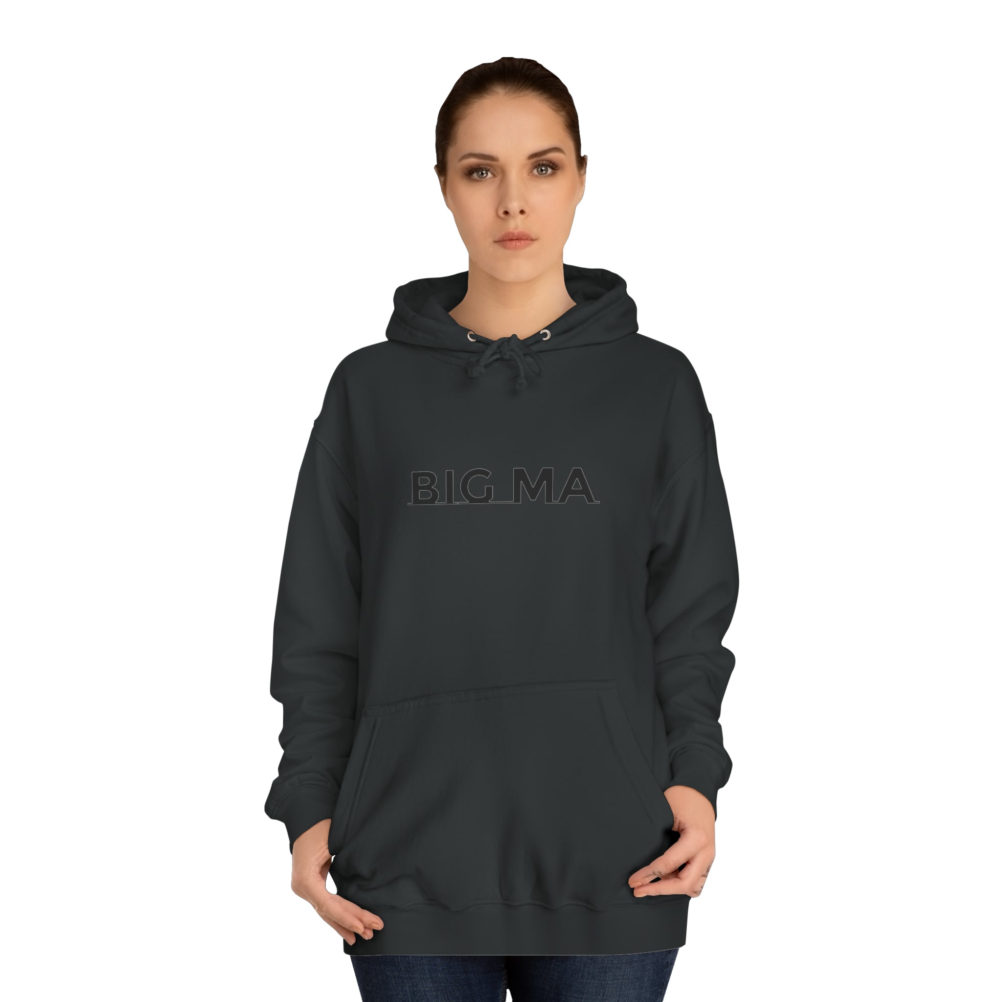 BELLA Signature College Hoodie shown in gray with front pocket and hood, casual apparel for comfortable college style.