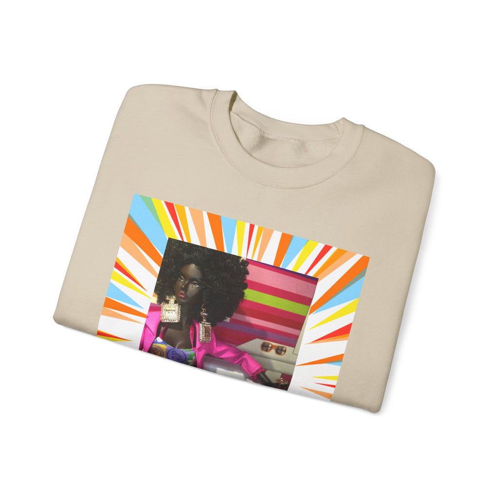 BELLA printify PDW crewneck sweatshirt featuring a colorful graphic print on the front, casual and stylish clothing.