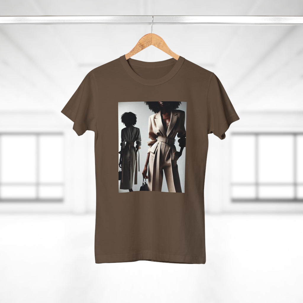 BELLA Pretty Doll World Boss Tee in white with colorful graphic print, casual cotton t-shirt for women.