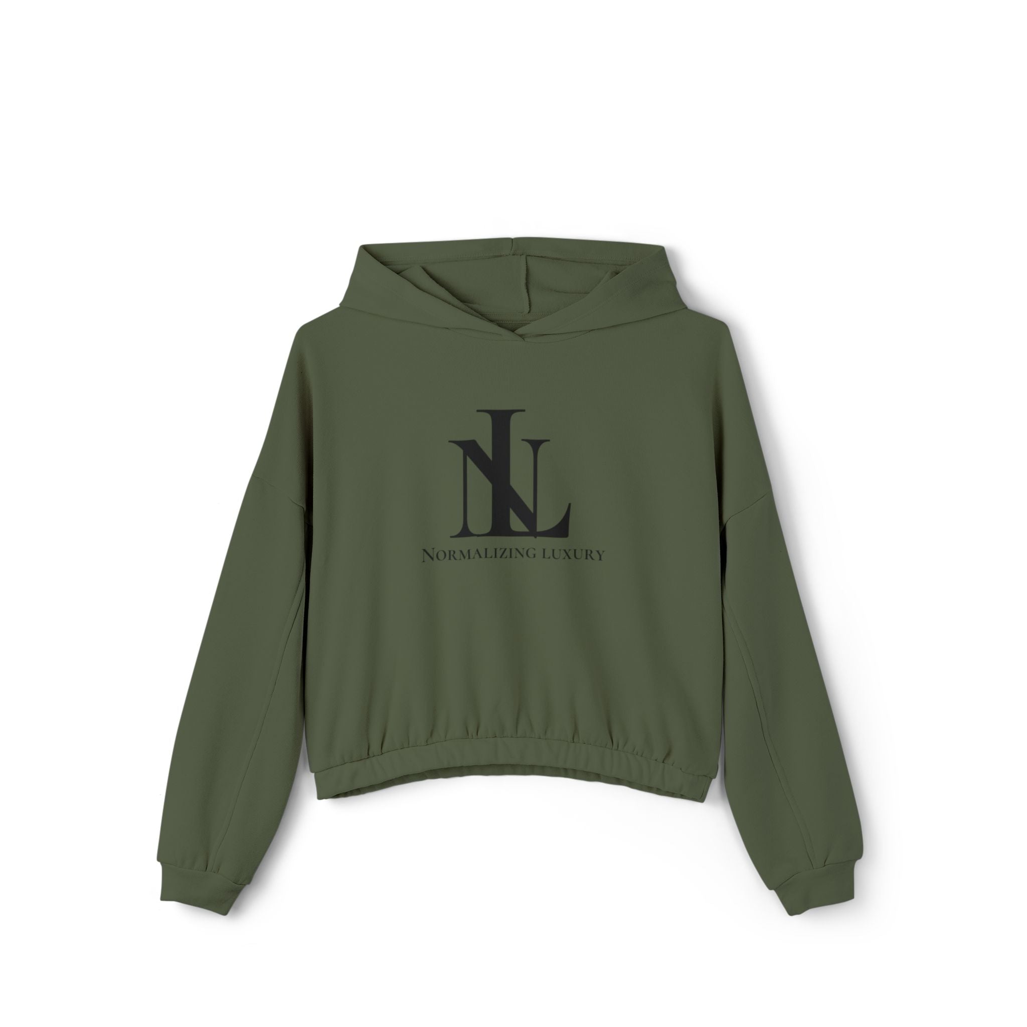 Printify luxury hoodie with cinched bottom, featuring a relaxed fit and soft fabric for comfortable casual wear.