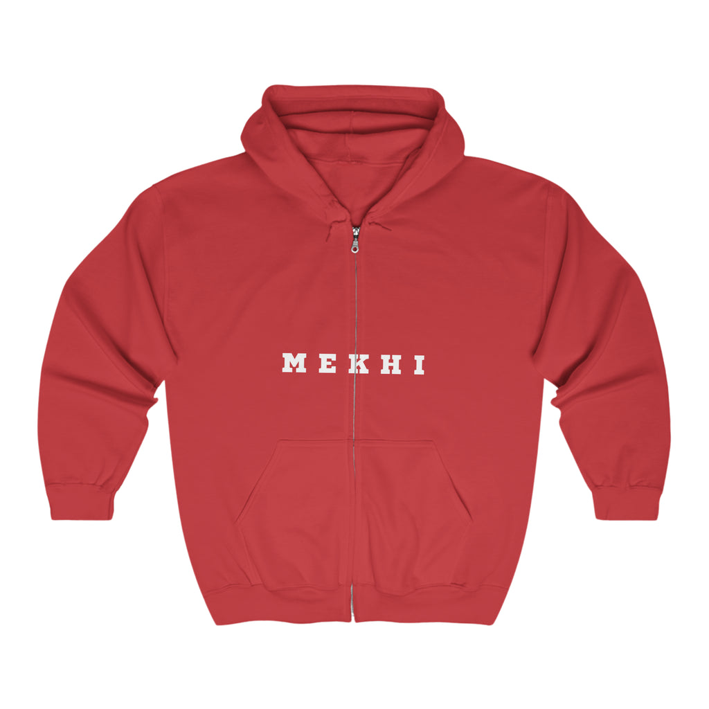 BELLA Signature full zip hoodie with hood and front pockets, soft fabric, and logo embroidery on the chest.