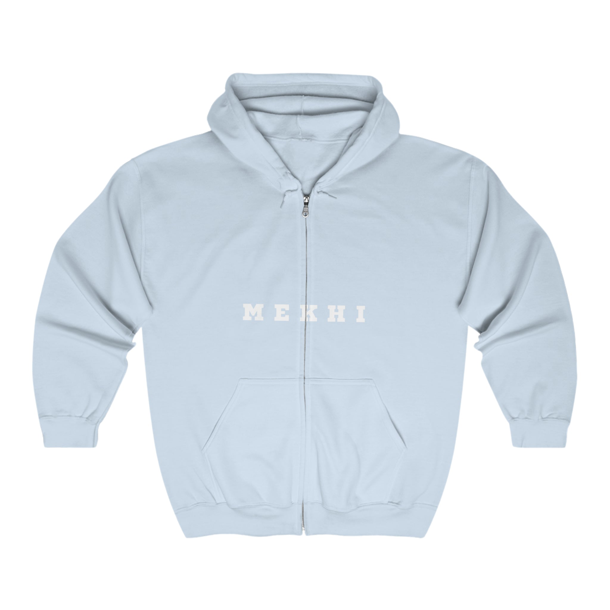 BELLA signature full-zip hooded sweatshirt, front view showing the zip closure, hood, and soft fabric material.
