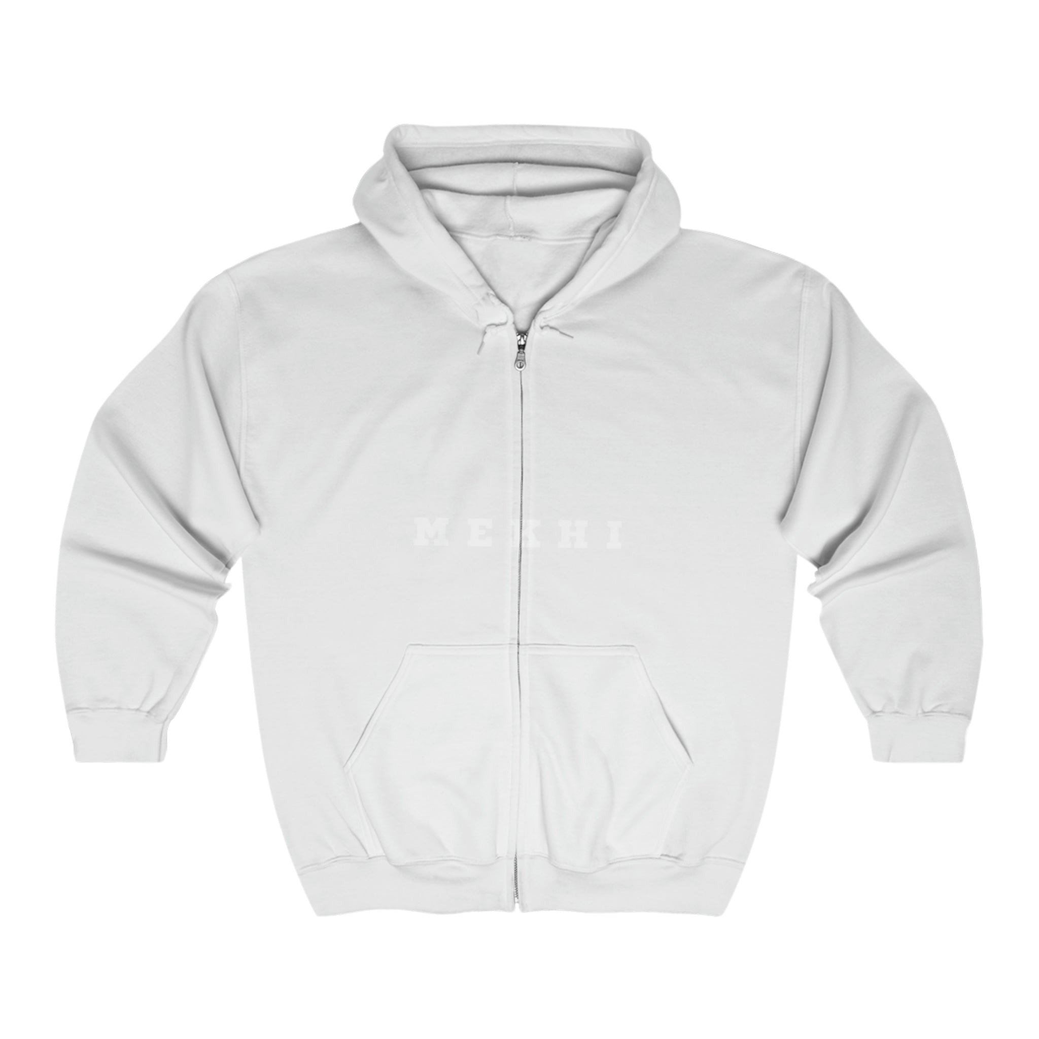 BELLA Signature Full Zip Hooded Sweatshirt, black hoodie with front zipper, adjustable drawstrings, and ribbed cuffs and hem.