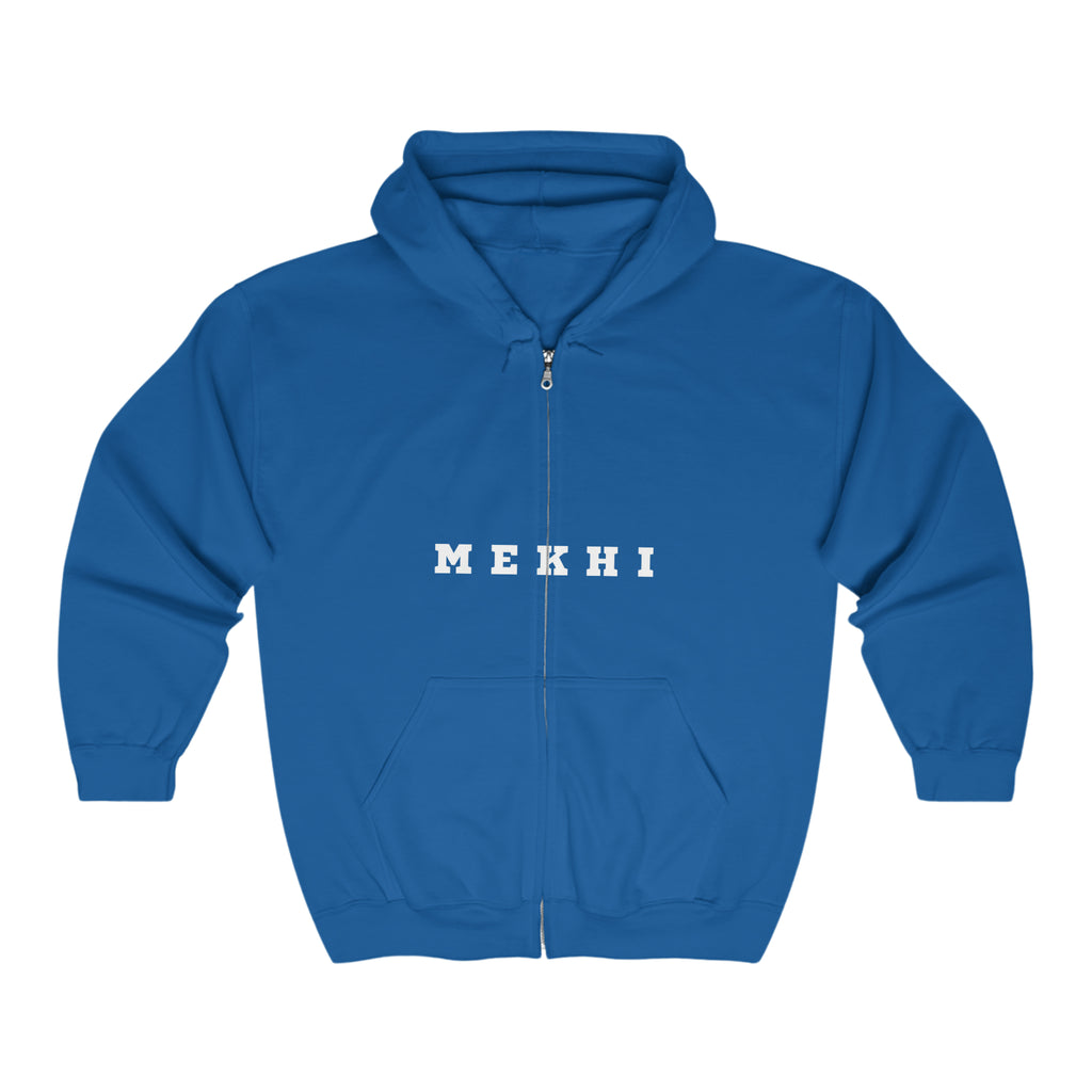 BELLA signature full zip hooded sweatshirt, gray hoodie with front pockets and adjustable drawstrings, casual and comfortable fit.