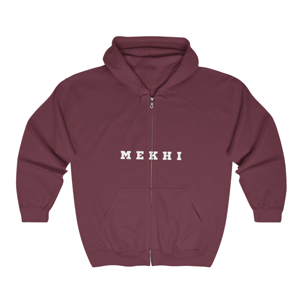 BELLA Signature full zip hooded sweatshirt showing front view, with a hood, zipper, and casual fit in a soft fabric.