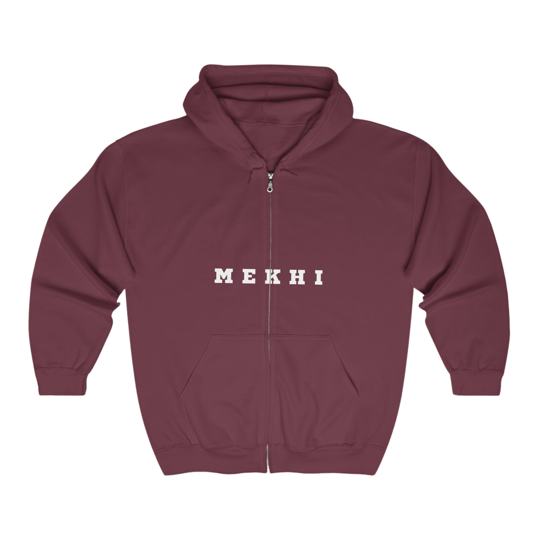 BELLA Signature full zip hooded sweatshirt showing front view, with a hood, zipper, and casual fit in a soft fabric.