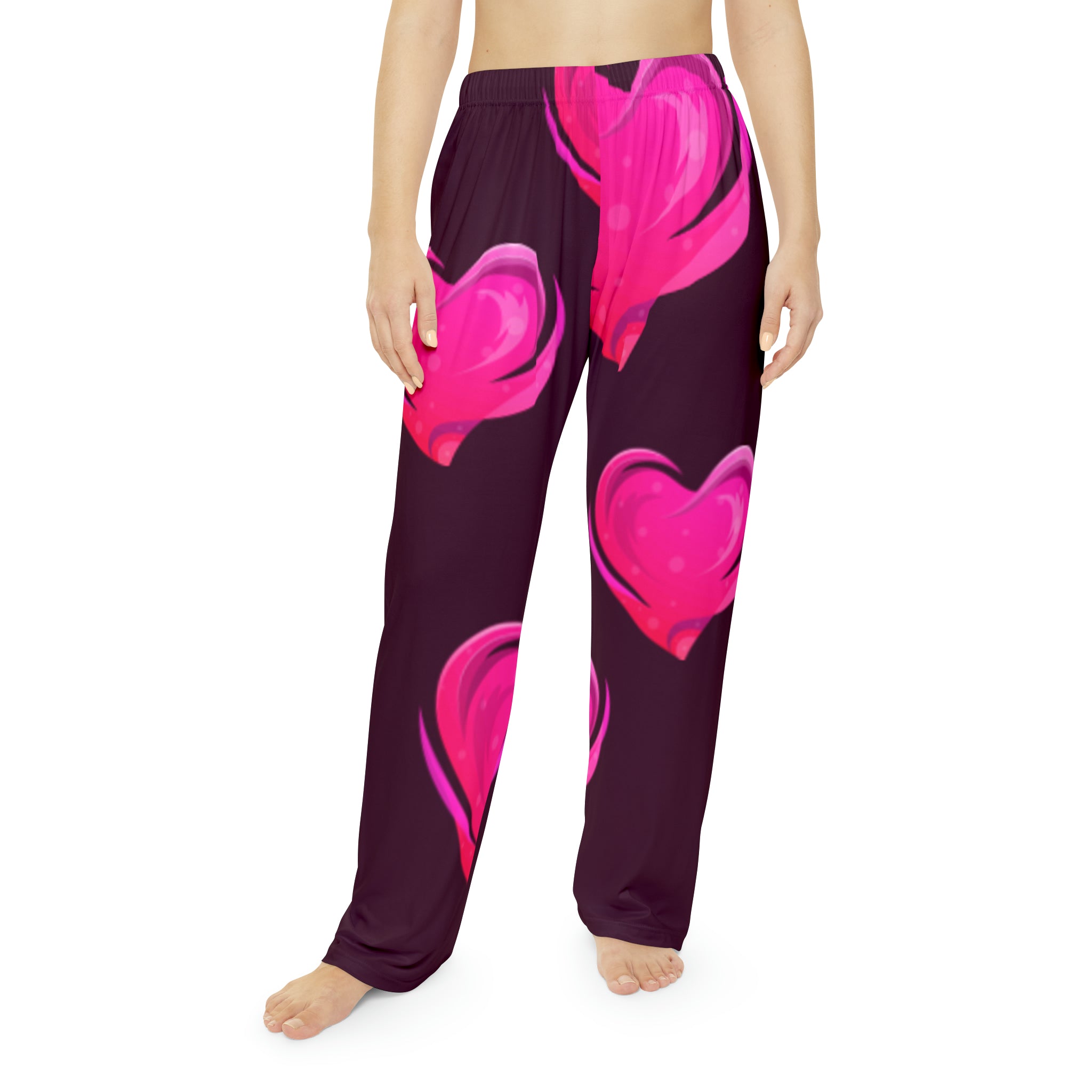 BELLA The Hearts Pajama Pants with colorful heart print, soft fabric, and comfortable fit for cozy loungewear.