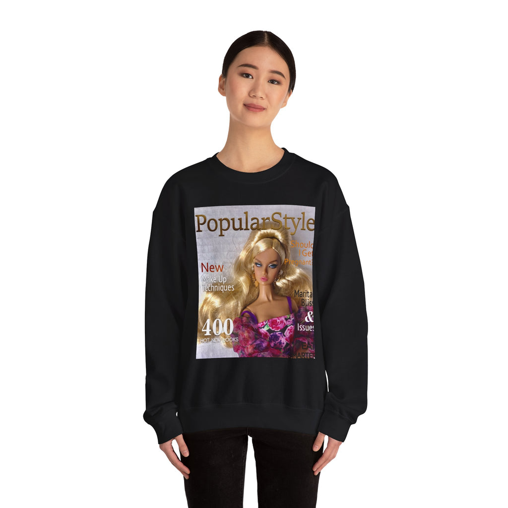 Gray fashion graphic crewneck sweatshirt by Printify featuring a stylish printed design on the front.