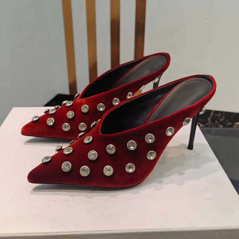 Suede Half Head Slipper Heel