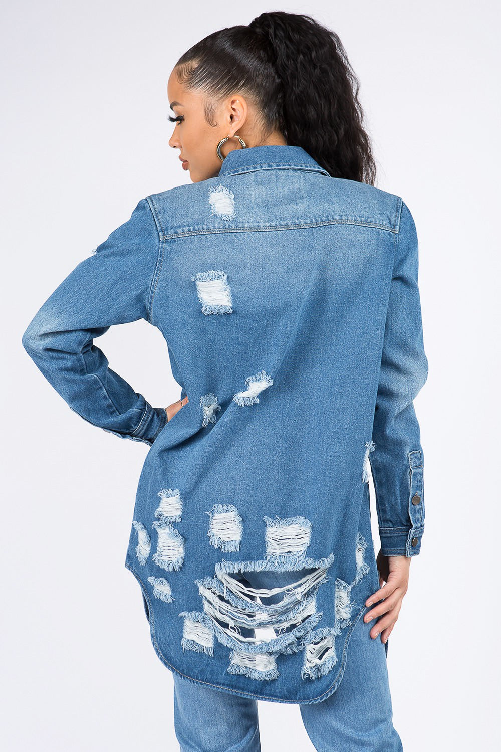 American Bazi Denim Jacket | Distressed Denim Shirt | The Puchii Shop