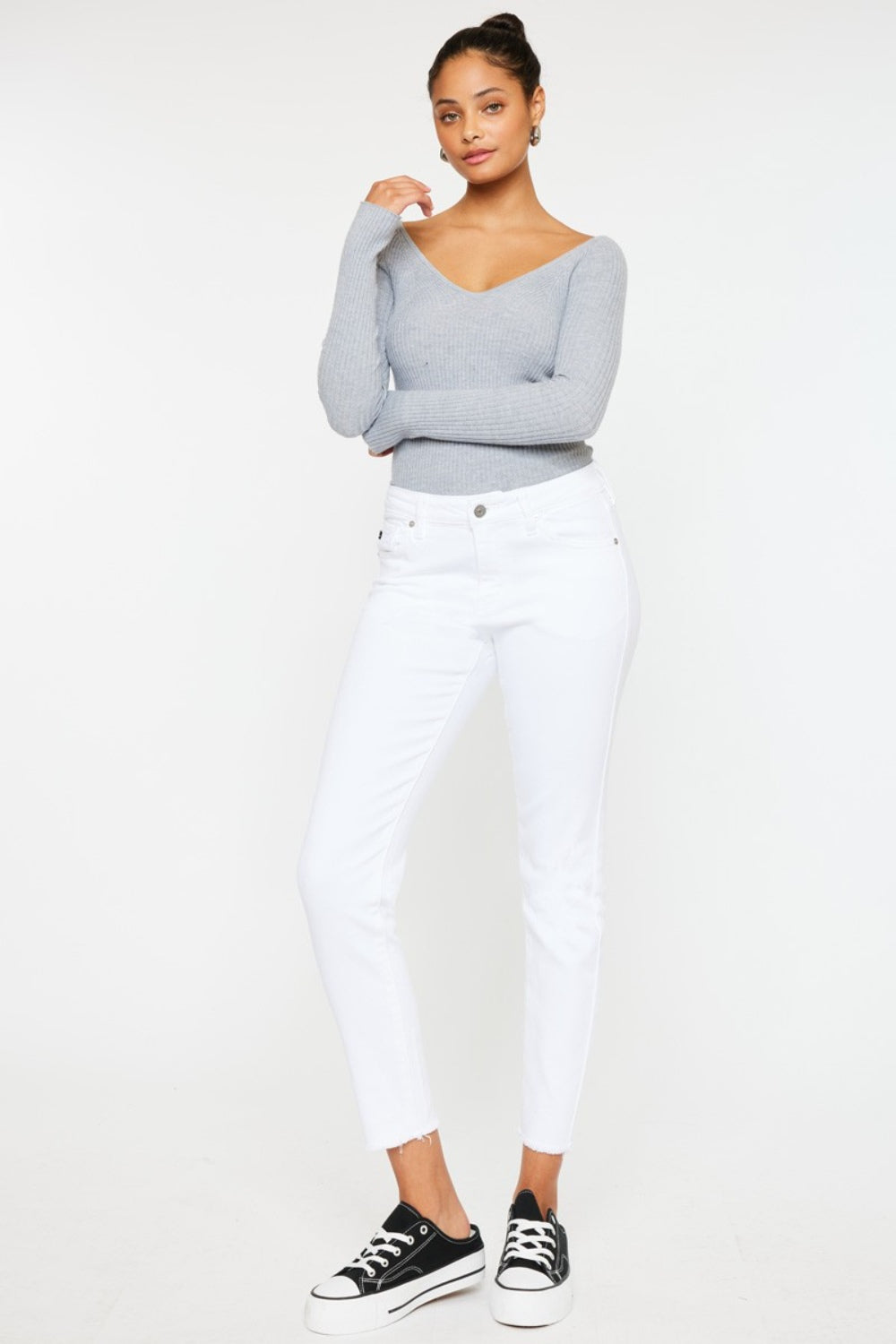 BELLA Kancan mid-rise ankle skinny jeans in classic denim, fitted style with a clean hem, perfect for casual and trendy outfits.