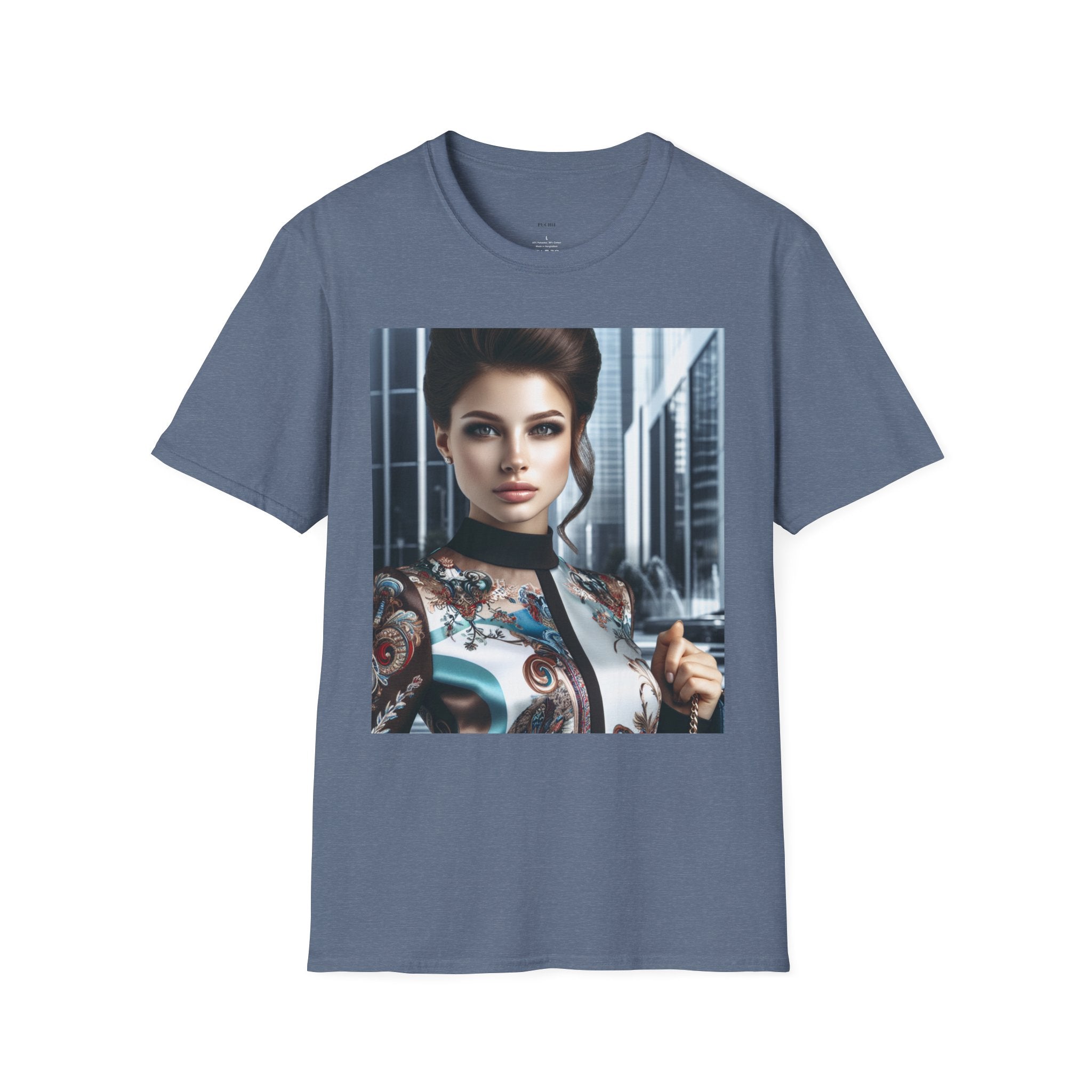 Softstyle T-Shirt by Printify, featuring a comfortable fit and classic design, displayed on a white background.