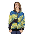 BELLA Zip Hoodie Water Colors printify with vibrant watercolor design, front zipper, and hood, casual streetwear style.