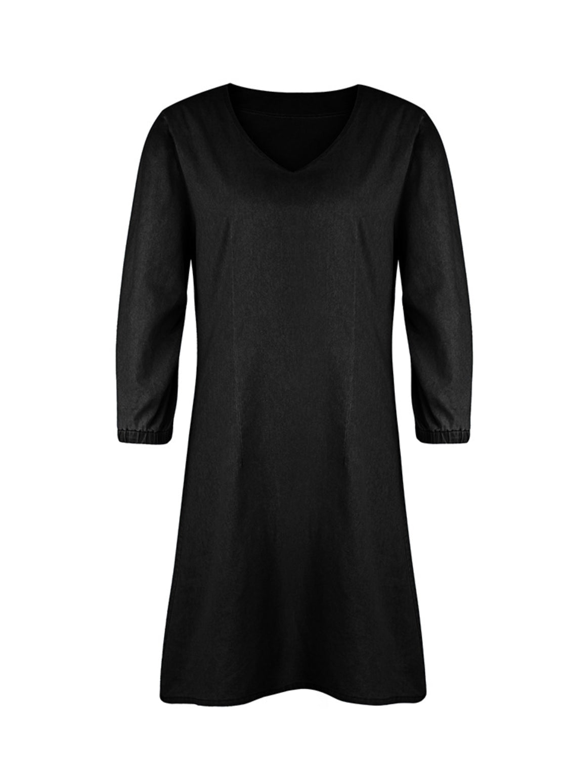 BELLA full size V-neck half sleeve dress from trendsi, featuring a stylish V-neckline and comfortable short sleeves.