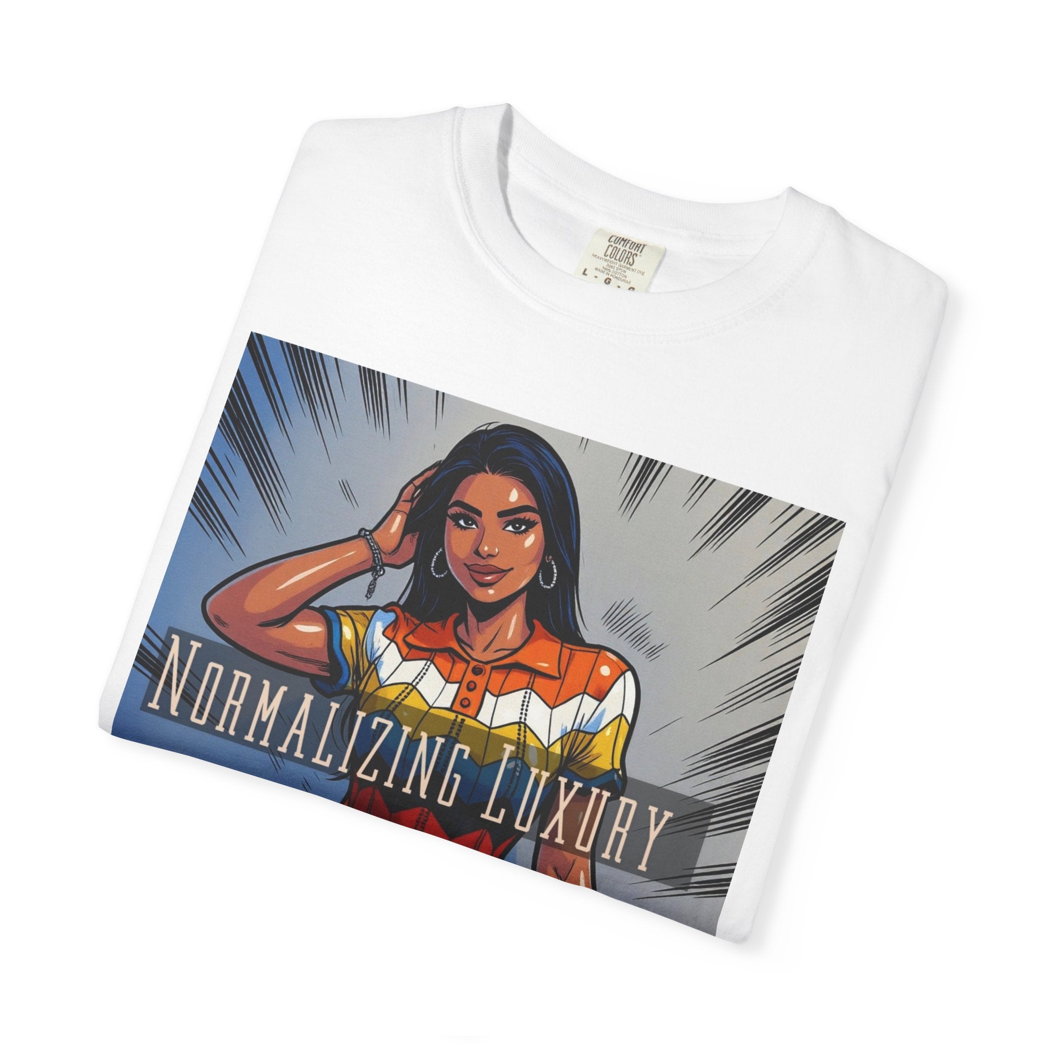 Graphic T-Shirt — "Normalizing Luxury" Retro Woman Design with QR Code