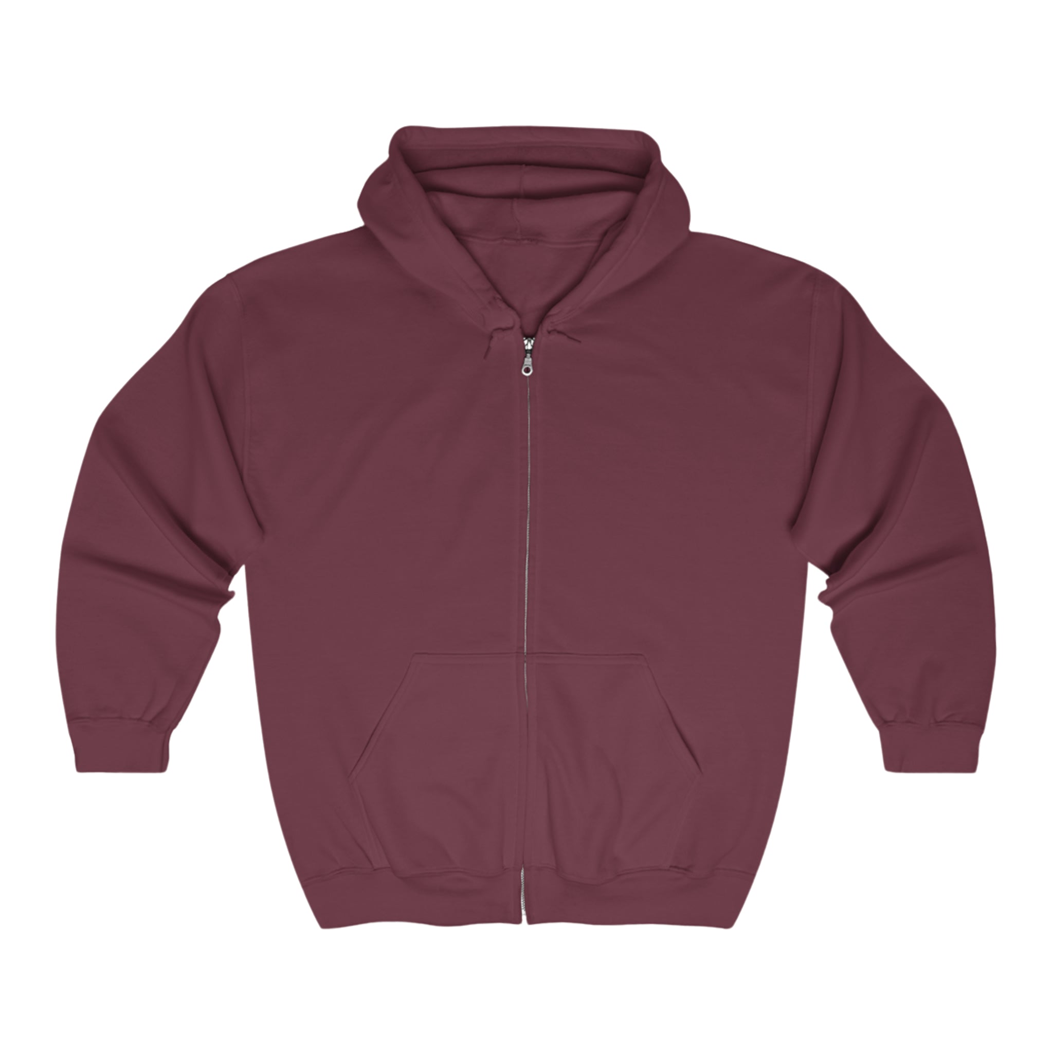BELLA QR Code full zip hoodie with hood, front zipper, and long sleeves, displayed on a hanger.