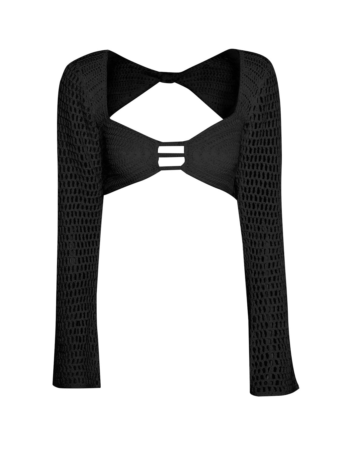 BELLA Tied Long Sleeve Top and Skirt Cover Up Set, trendy beachwear with a stylish tied design in lightweight fabric.
