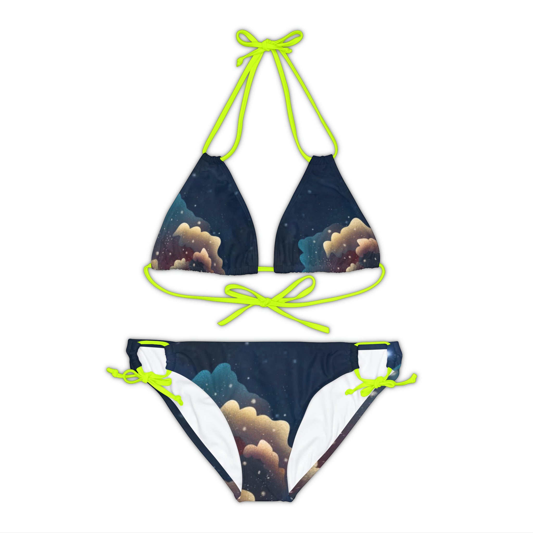 BELLA BLA Saturn Strappy Bikini Set with colorful print, featuring a halter top and matching bottoms, perfect for summer swimwear.