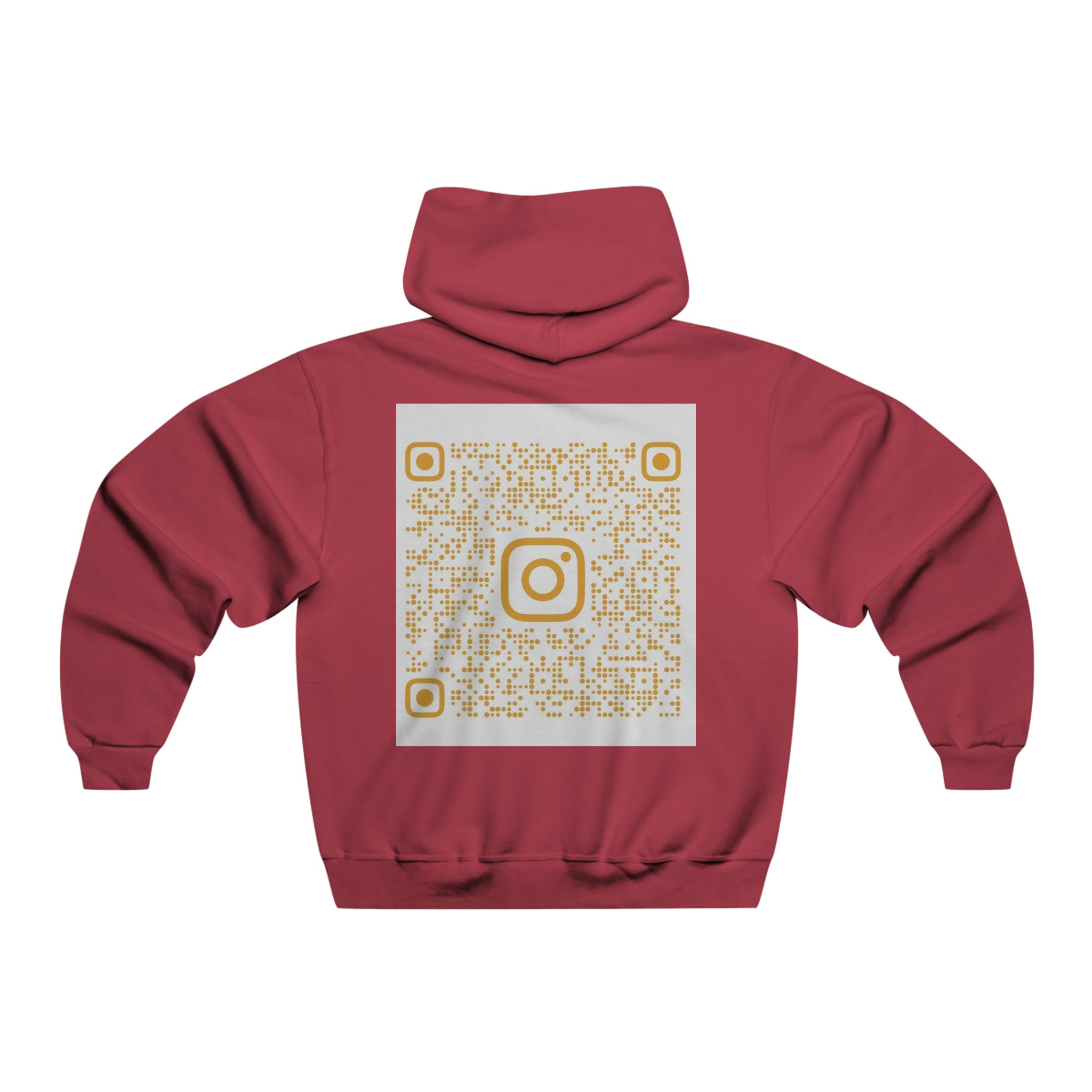 Printify Bella Bla QR Code hooded sweatshirt with front print, black hoodie featuring a prominent QR code design.