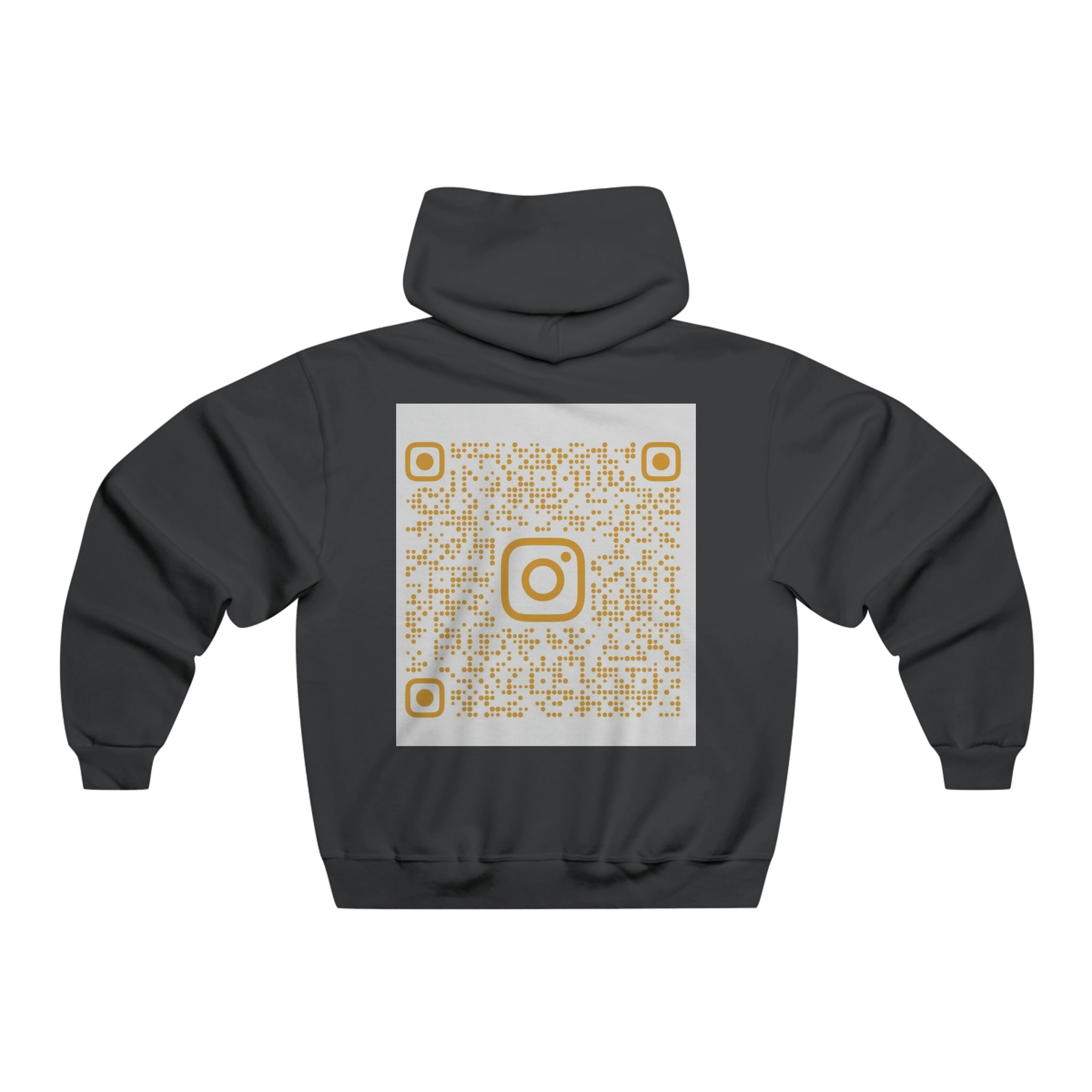 BELLA BLA QR Code hooded sweatshirt with printed design, featuring a black hoodie with a front QR code graphic.