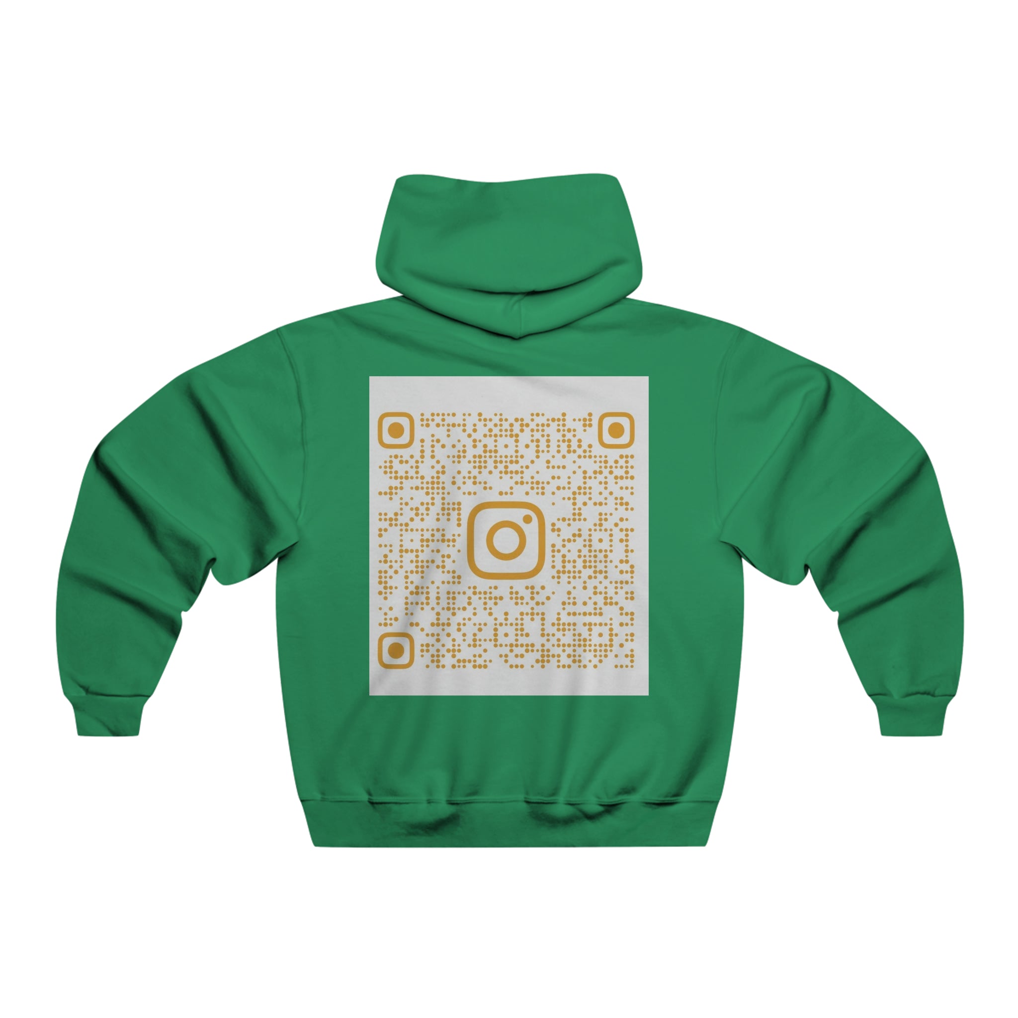 BELLA BLA QR Code printed hooded sweatshirt with front print, cozy hood, and casual style, made by Printify.