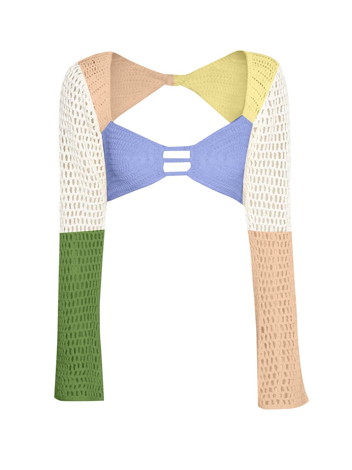 BELLA Tied Long Sleeve Top and Skirt Cover Up Set, trendy beachwear with a tied top and matching skirt for stylish summer look.